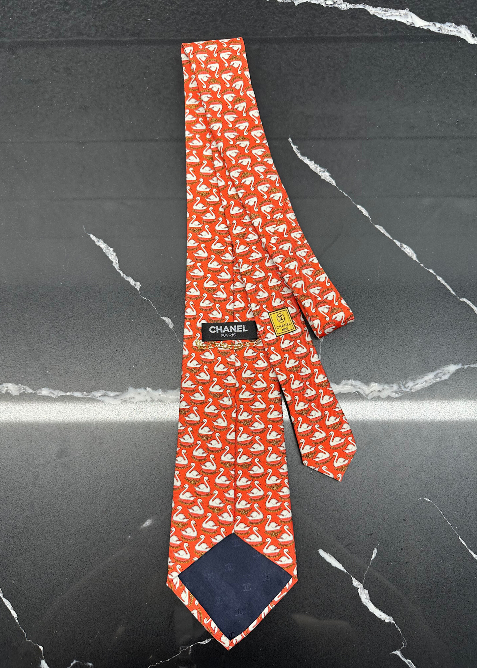 Chanel Red Swan Tie OS