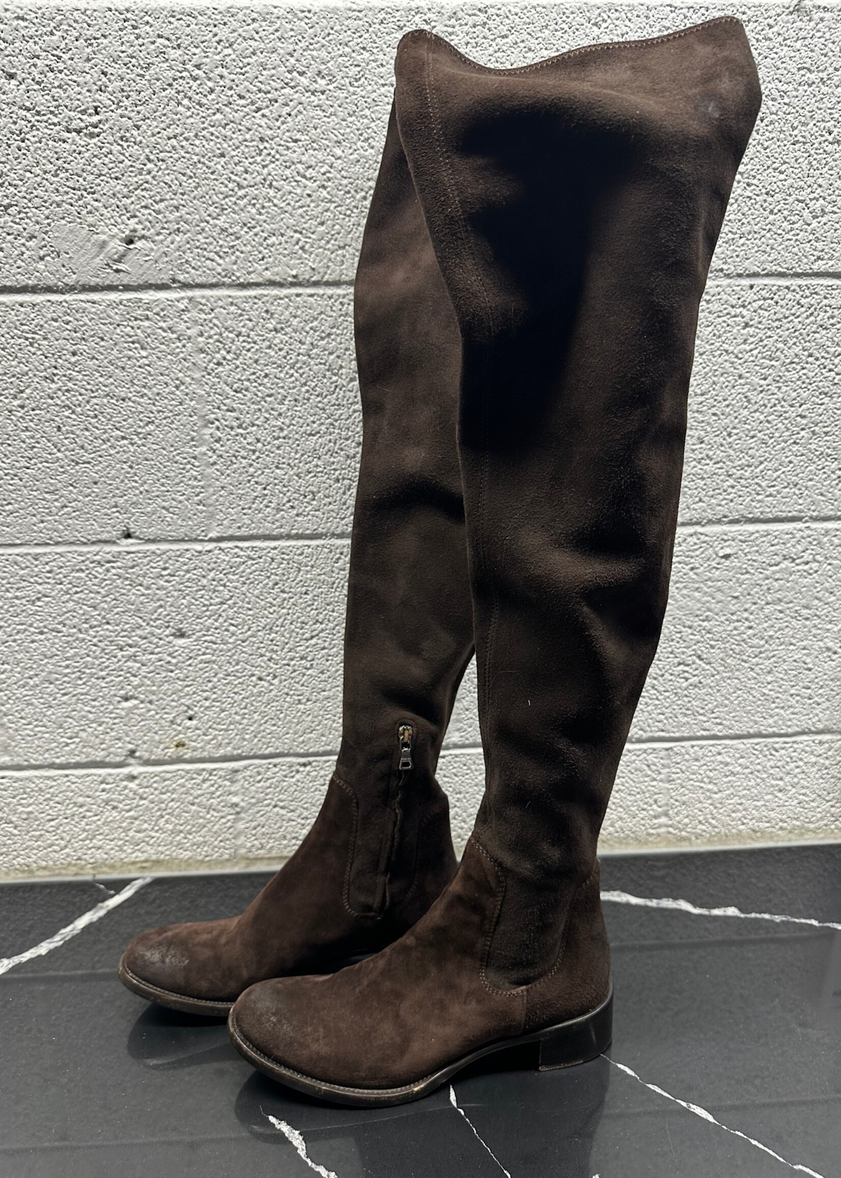 Prada Womens Knee High Boots Brown Fem 6