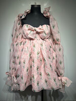 Selkie Pink Off The Shoulder Rose Ribon Dress XL AS IS