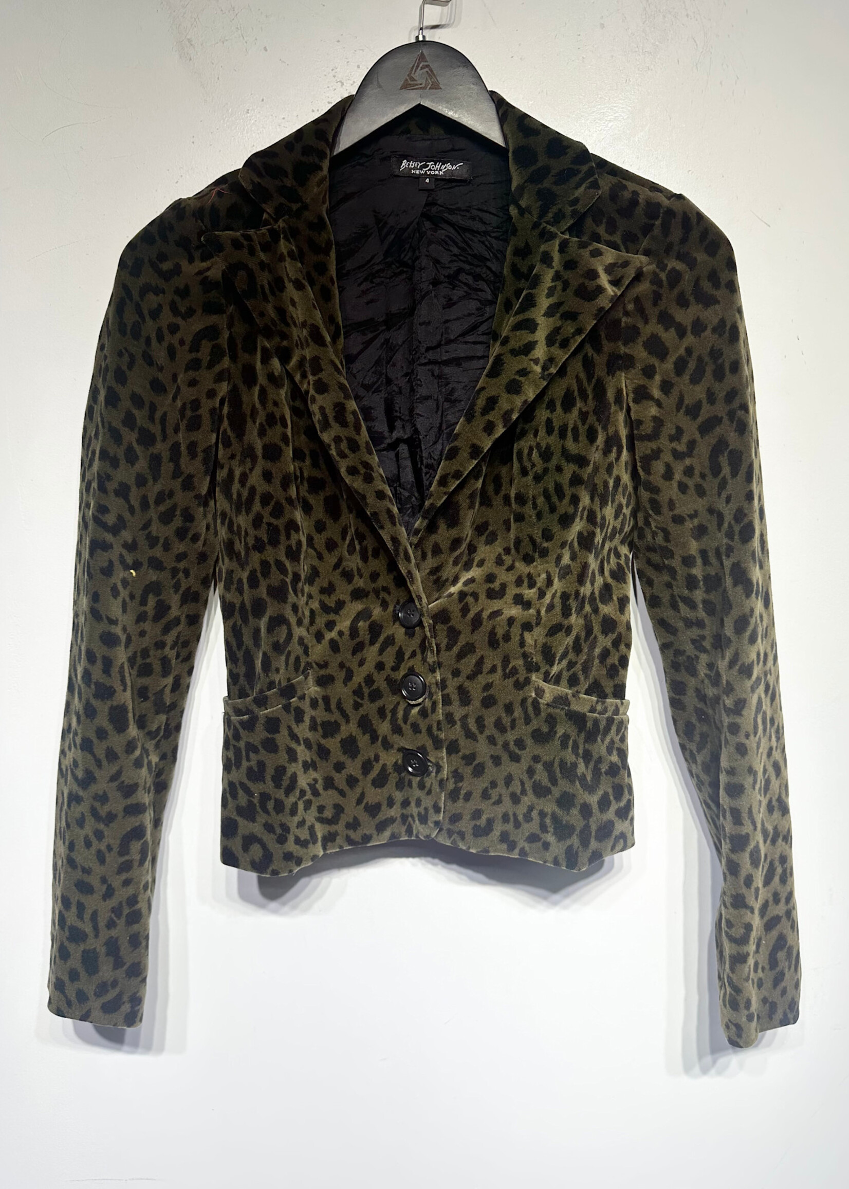 Betsey Johnson Vintage Green Cheetah Print Blazer 4/S