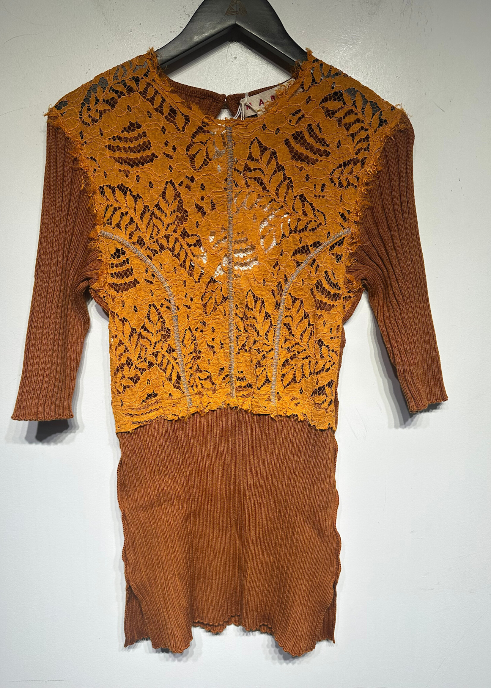 Marni Burnt Orange Lace Sweater L Fem