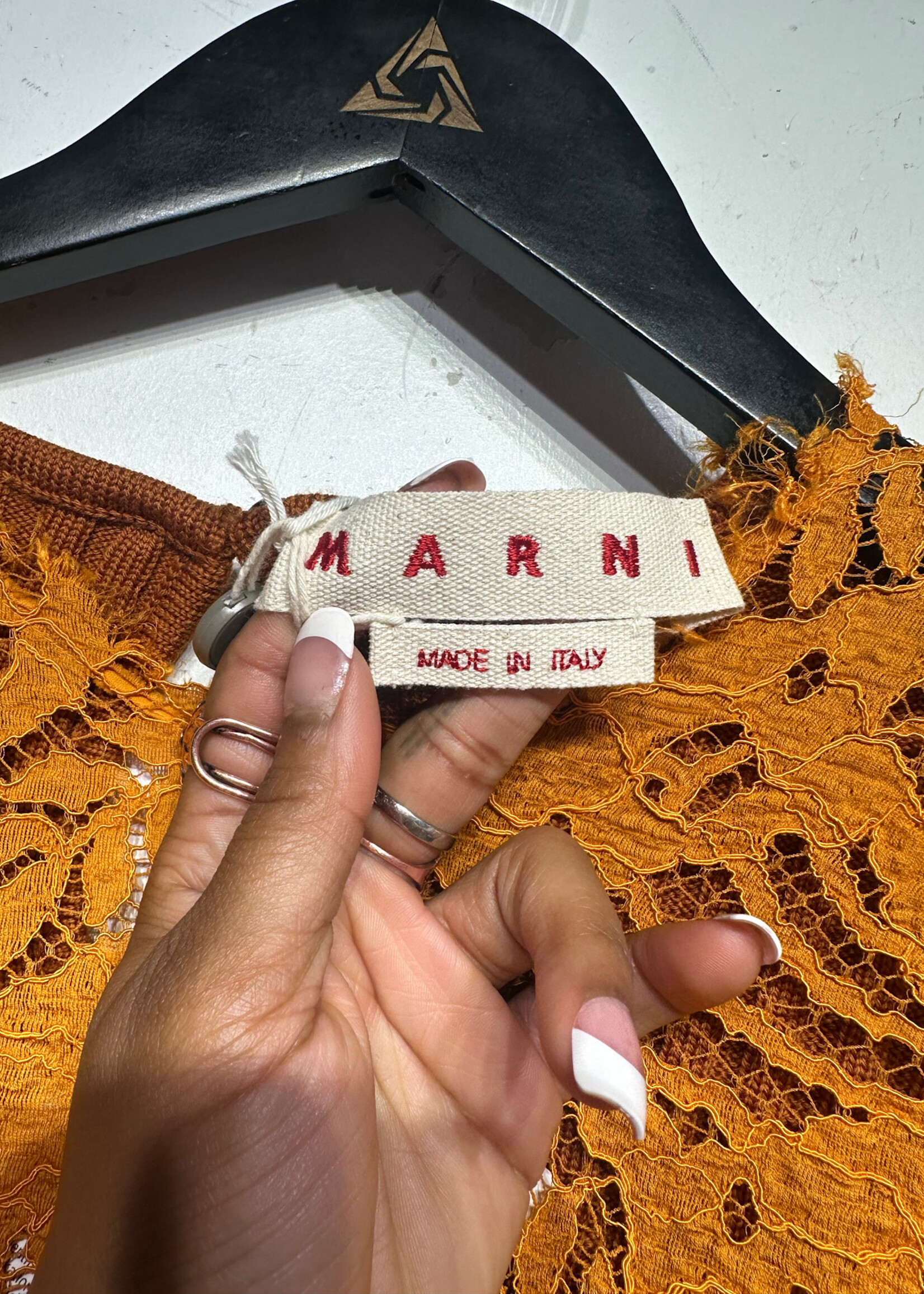 Marni Burnt Orange Lace Sweater L Fem