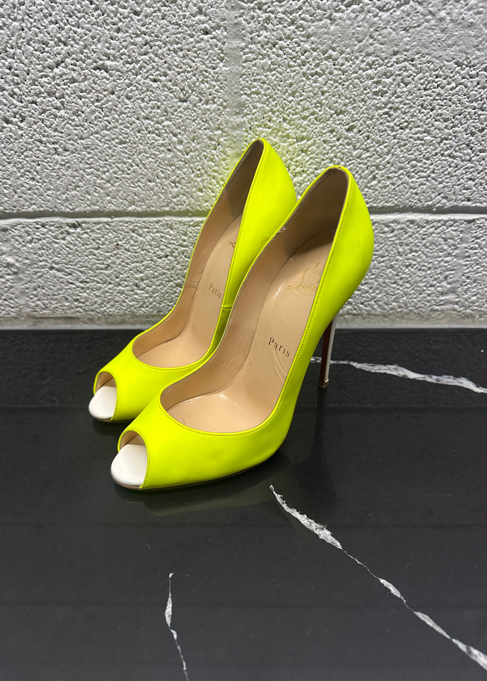 Louboutin Neon Peep Toe Heel 38/7.5 AS IS