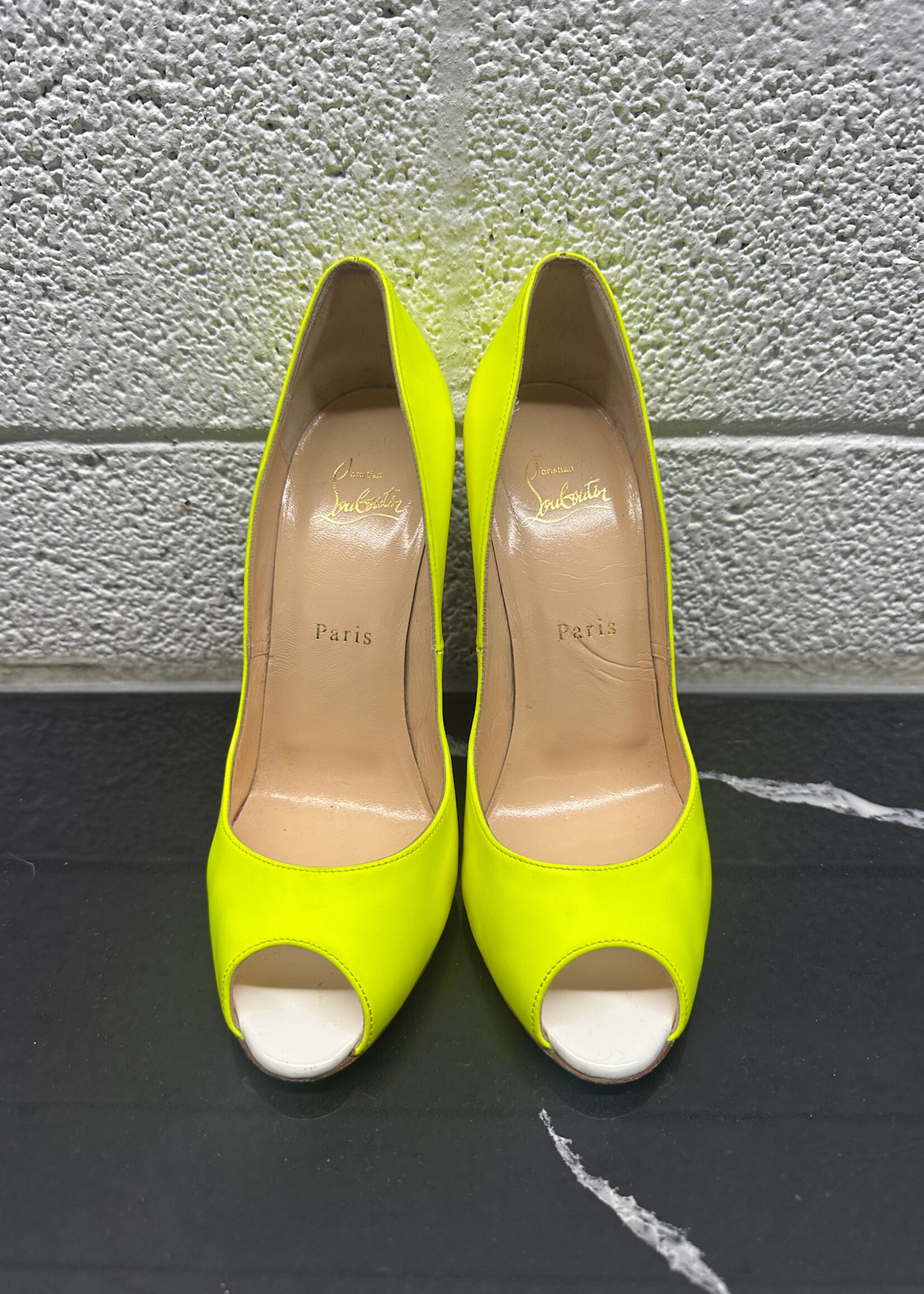 Louboutin Neon Peep Toe Heel 38/7.5 AS IS