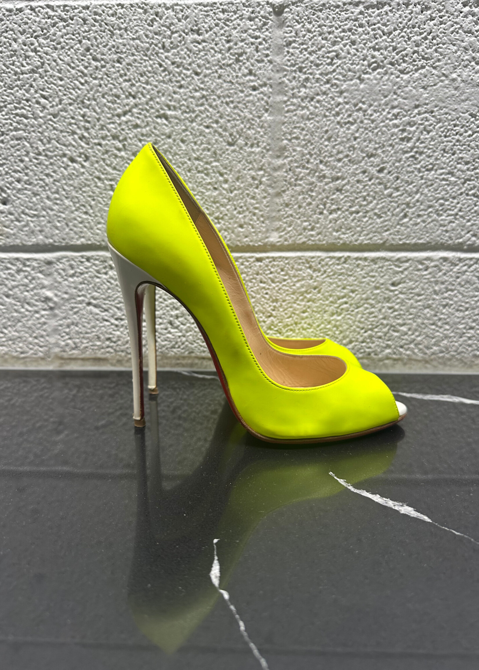 Louboutin Neon Peep Toe Heel 38/7.5 AS IS