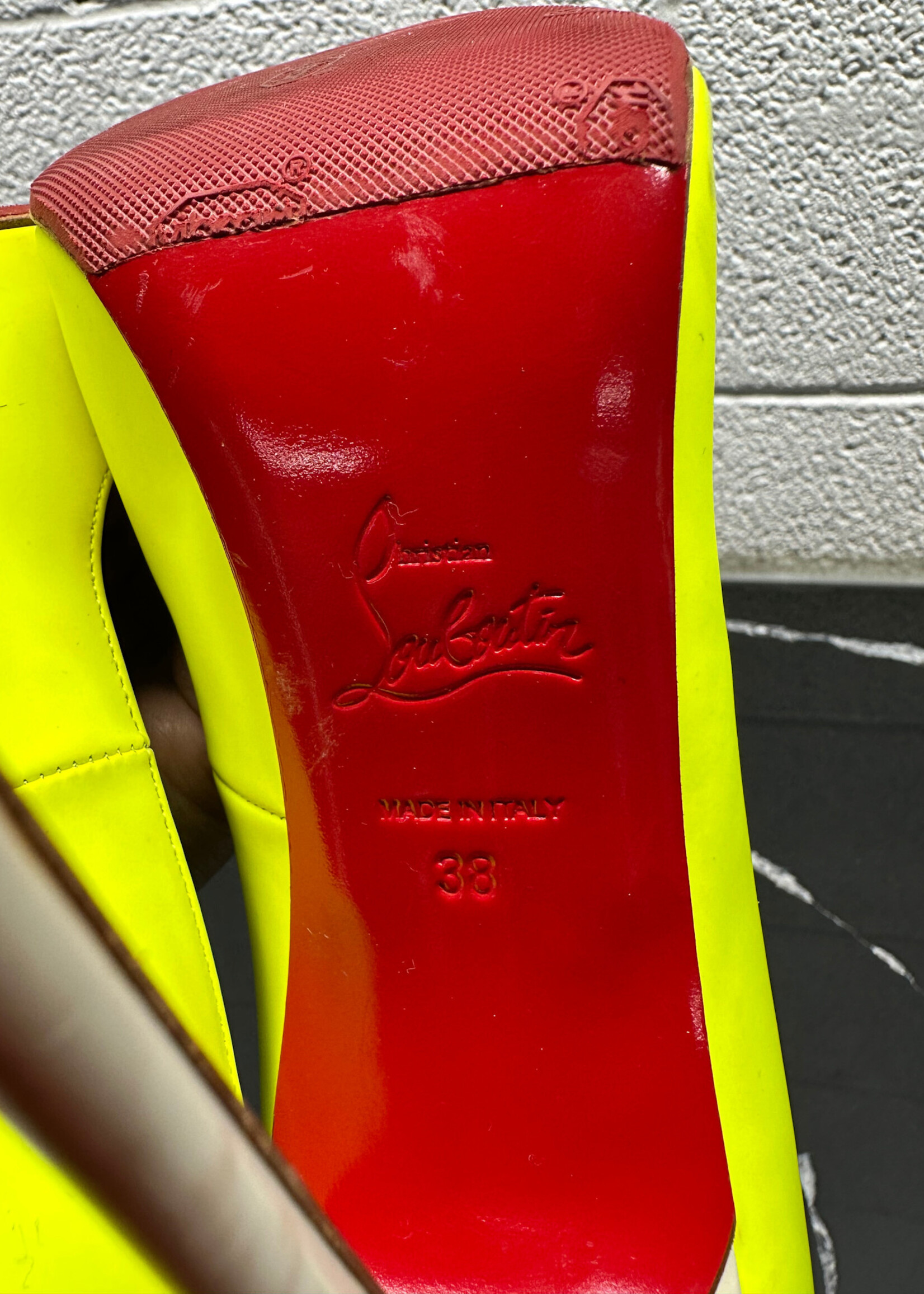 Louboutin Neon Peep Toe Heel 38/7.5 AS IS