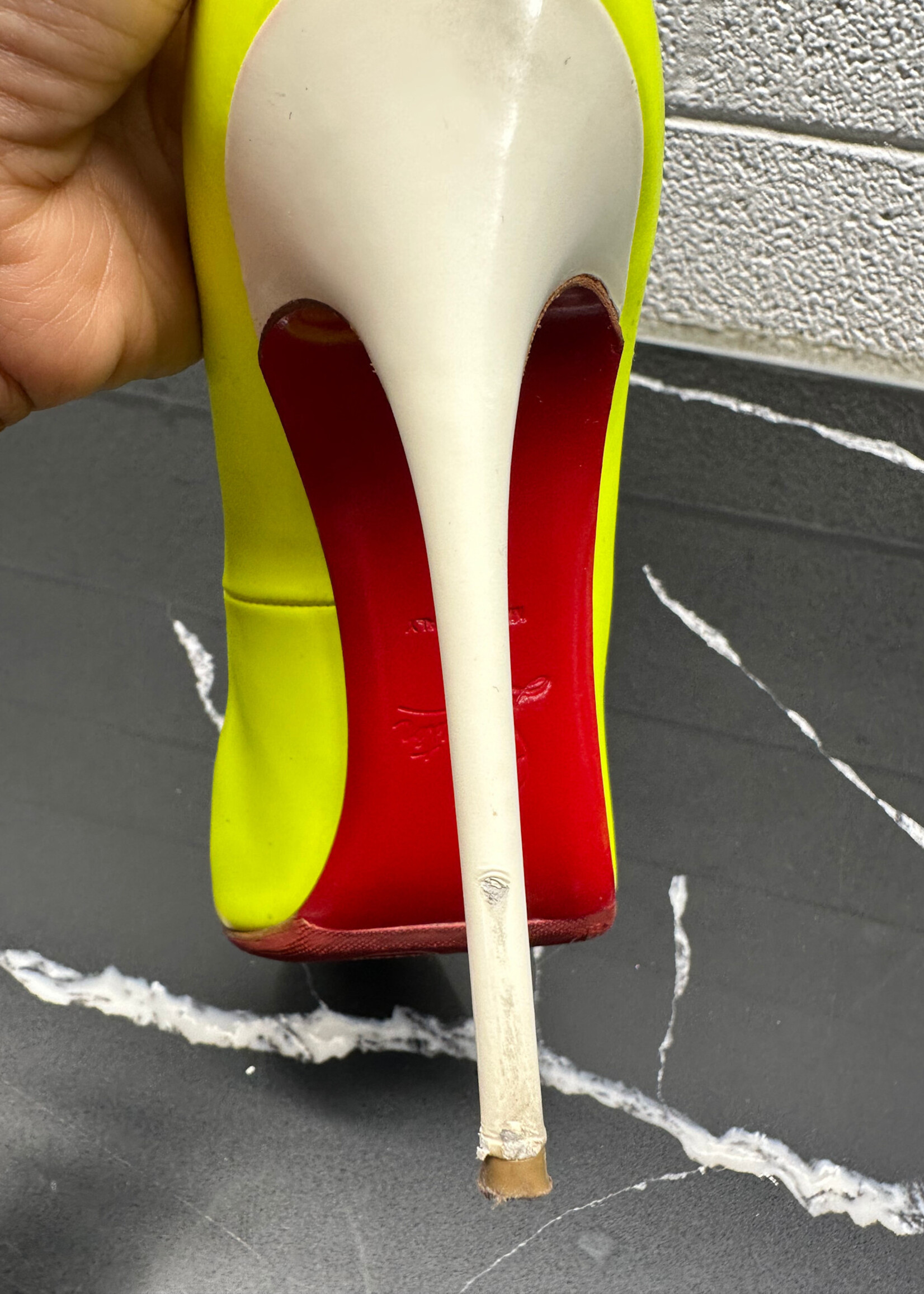 Louboutin Neon Peep Toe Heel 38/7.5 AS IS