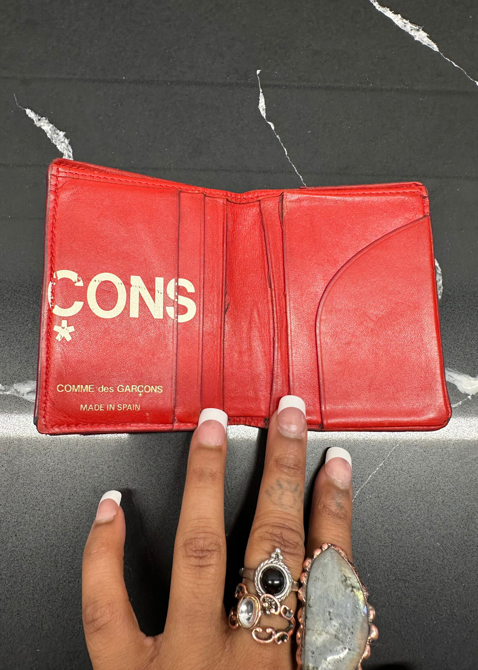 Comme Des Garcons Red Bi Fold Logo Wallet AS IS