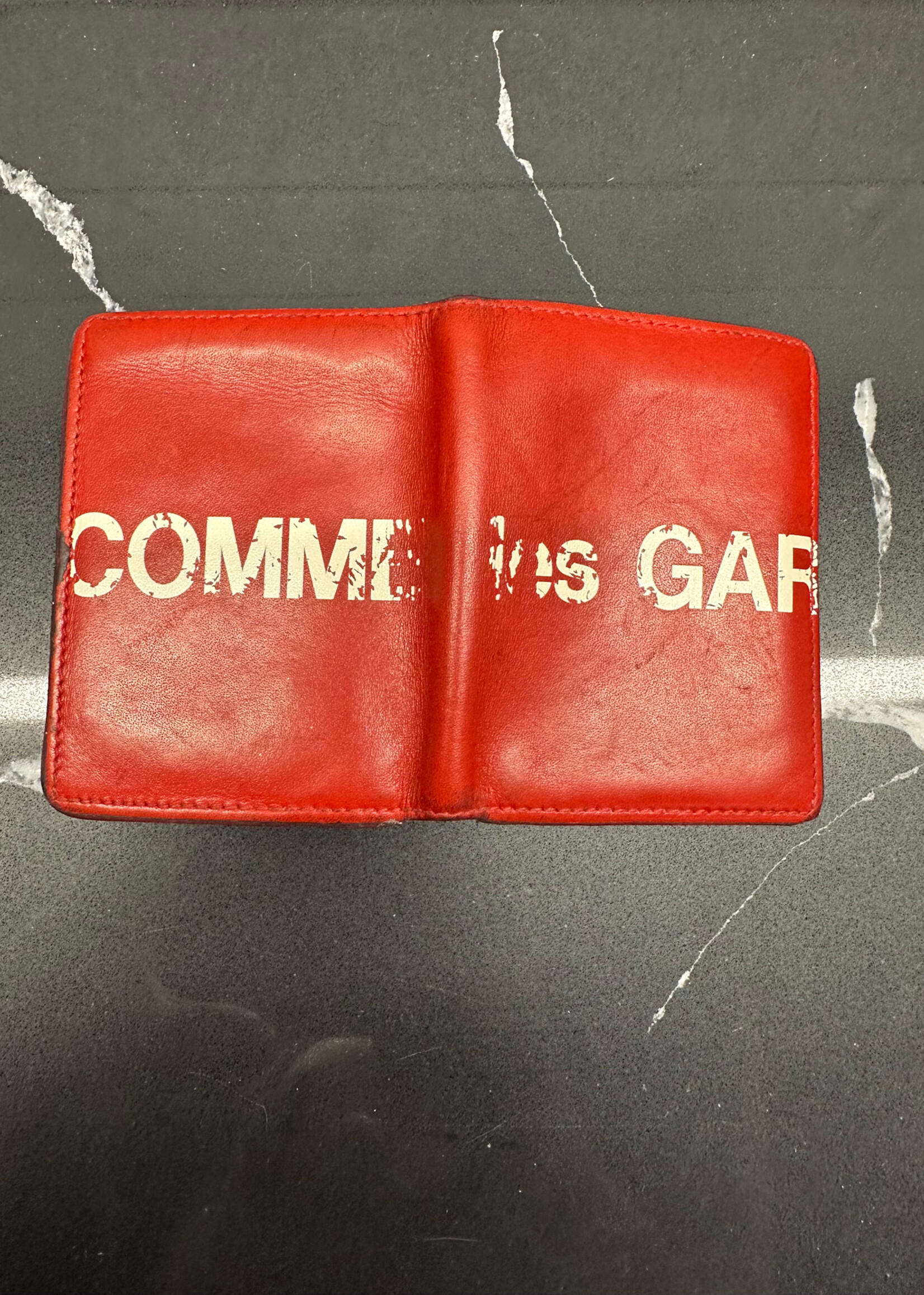 Comme Des Garcons Red Bi Fold Logo Wallet AS IS