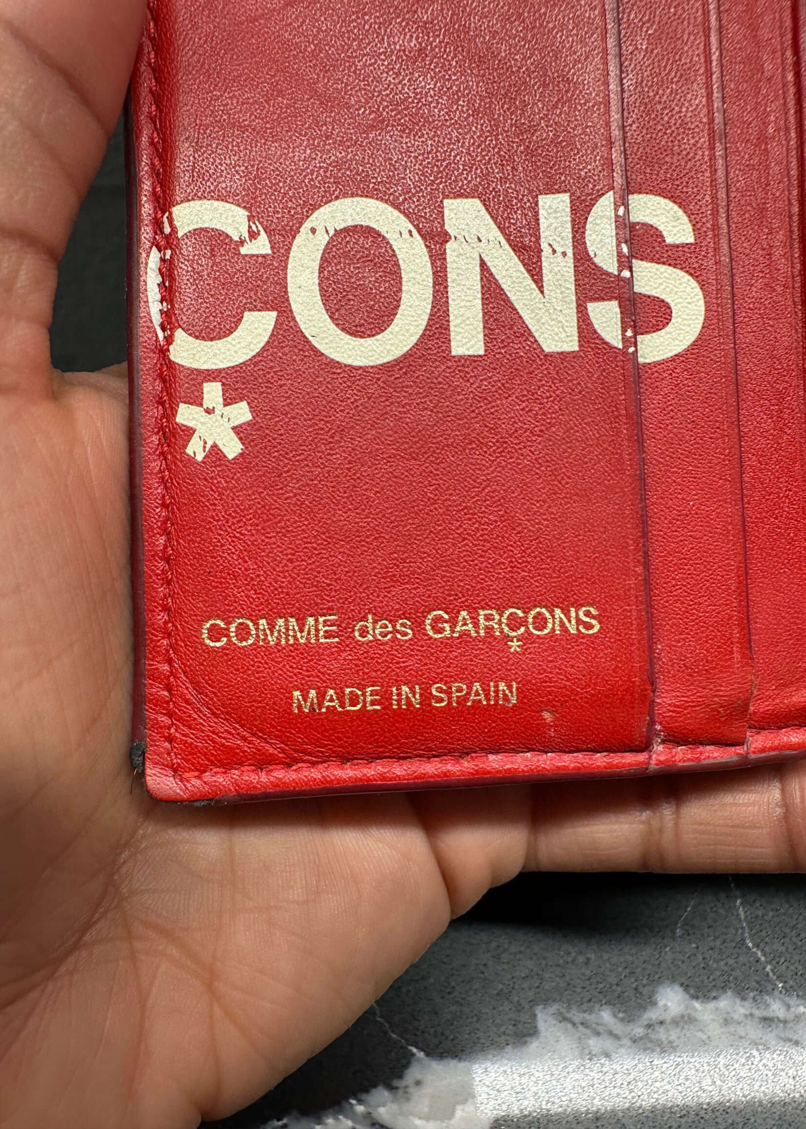 Comme Des Garcons Red Bi Fold Logo Wallet AS IS