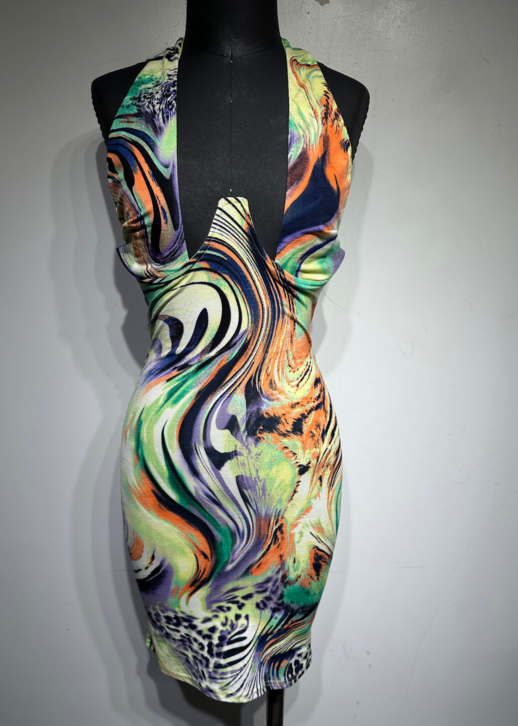 Hera Collection Swirl Print Underbust Dress S
