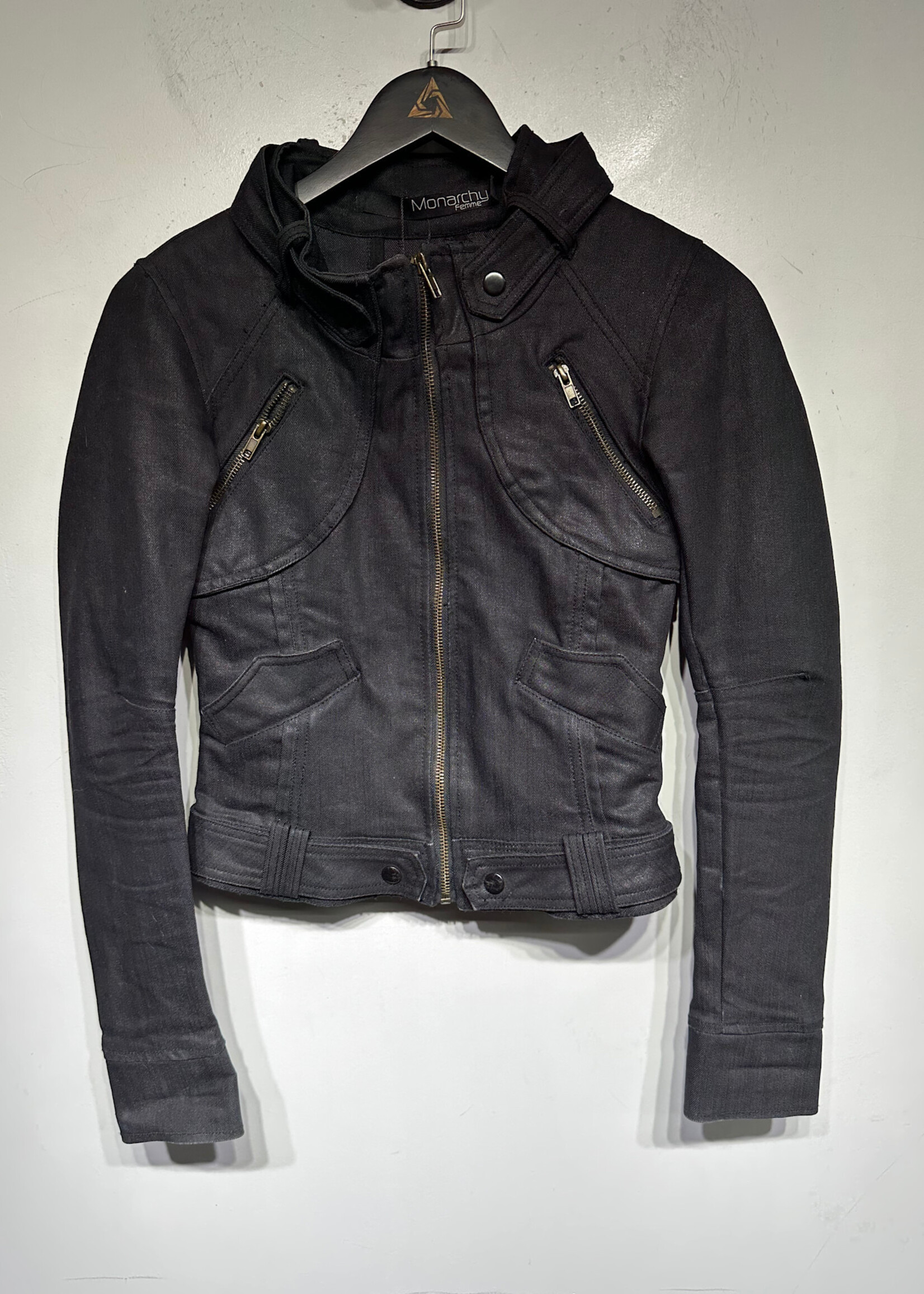 Monarchy Black Waxed Zip Jacket XS