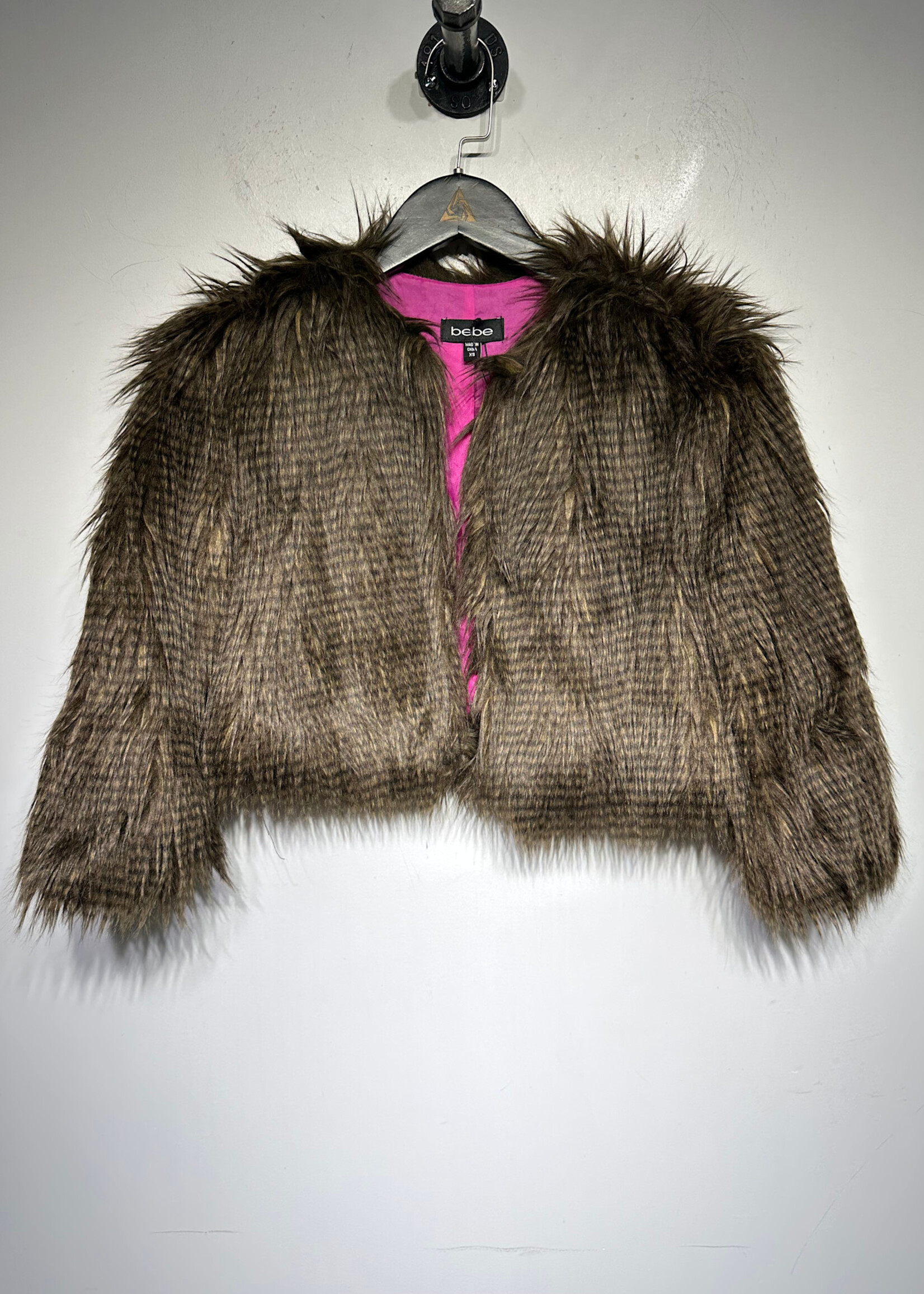 Bebe Brown Faux Fur Overcoat XS