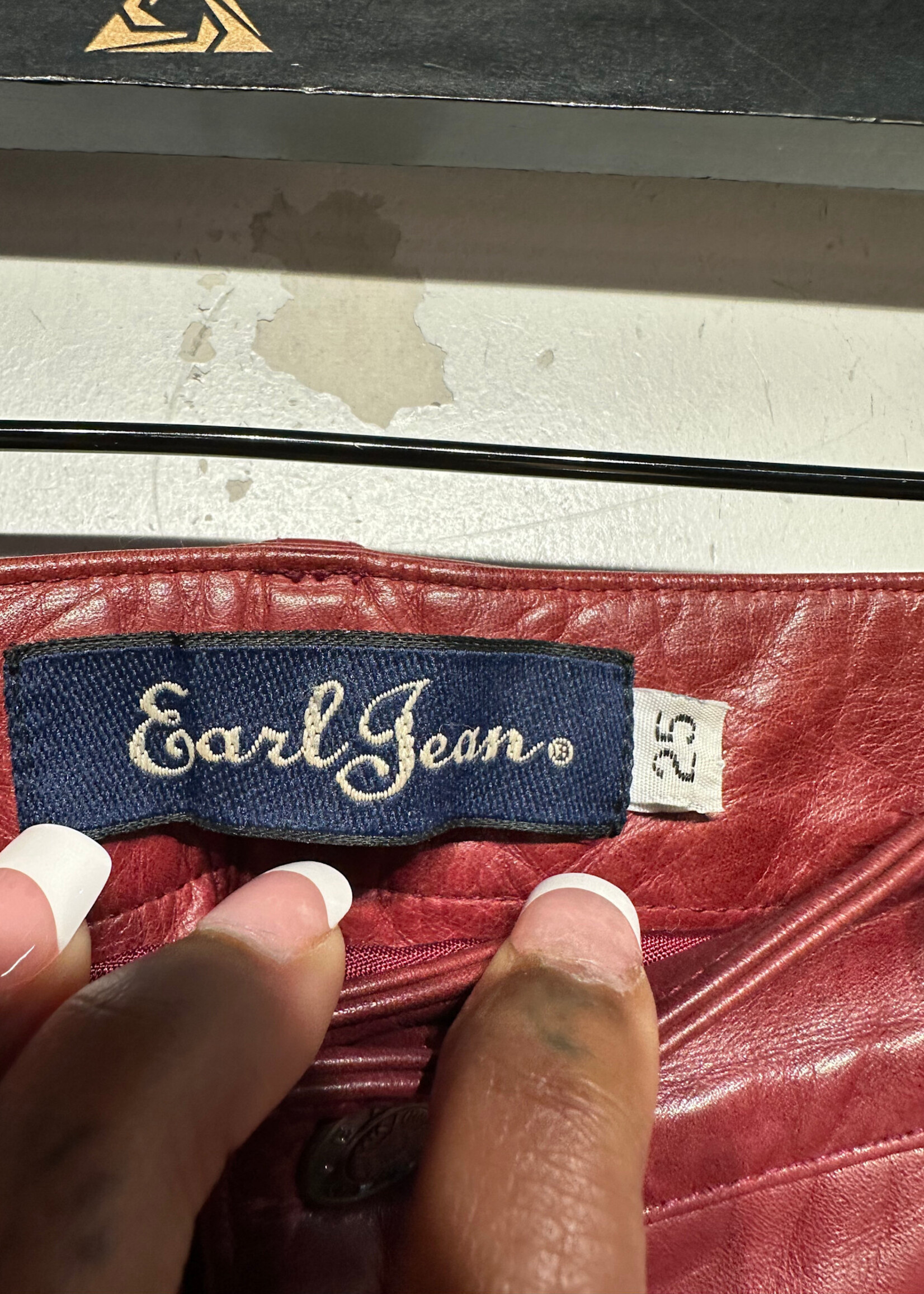 Earl Jeans Blood Red Leather Flare Pants 25