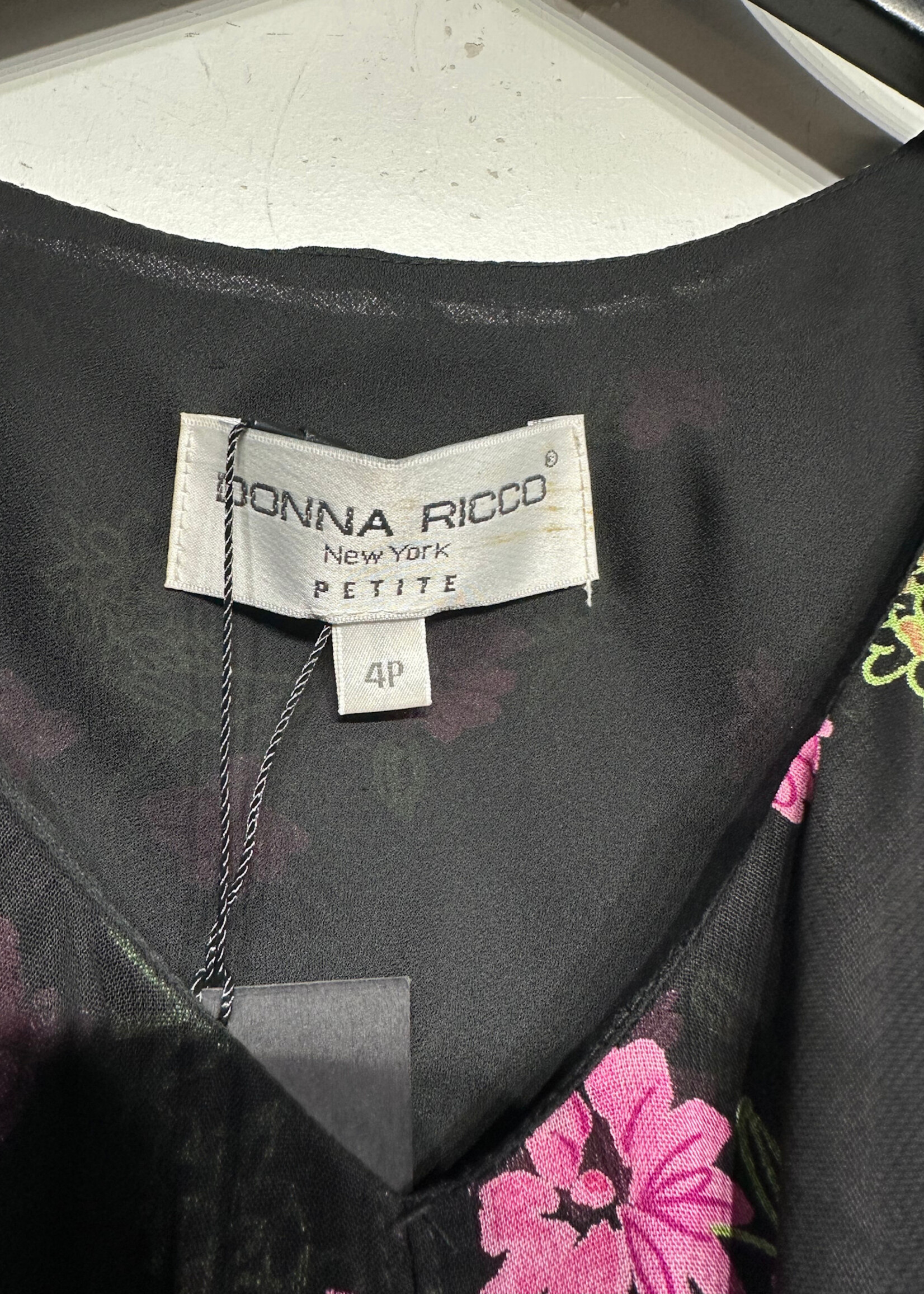 Donna Ricco Black Floral Sheer Dress S