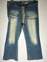 F21 Y2K Lace Front Ombre Denim Capris 26 AS IS