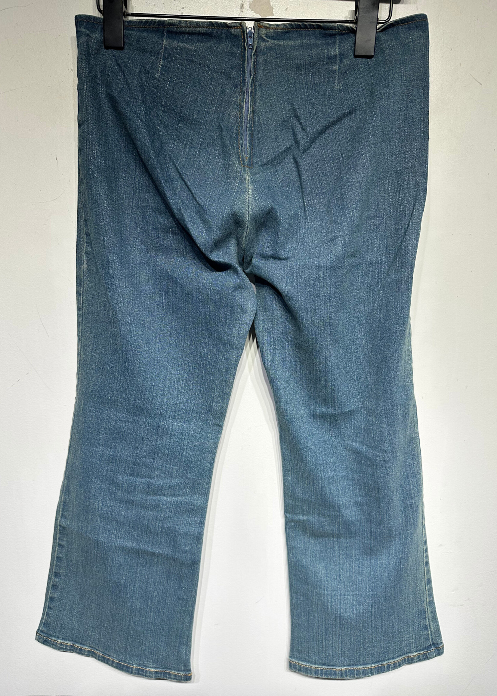 F21 Y2K Lace Front Ombre Denim Capris 26 AS IS