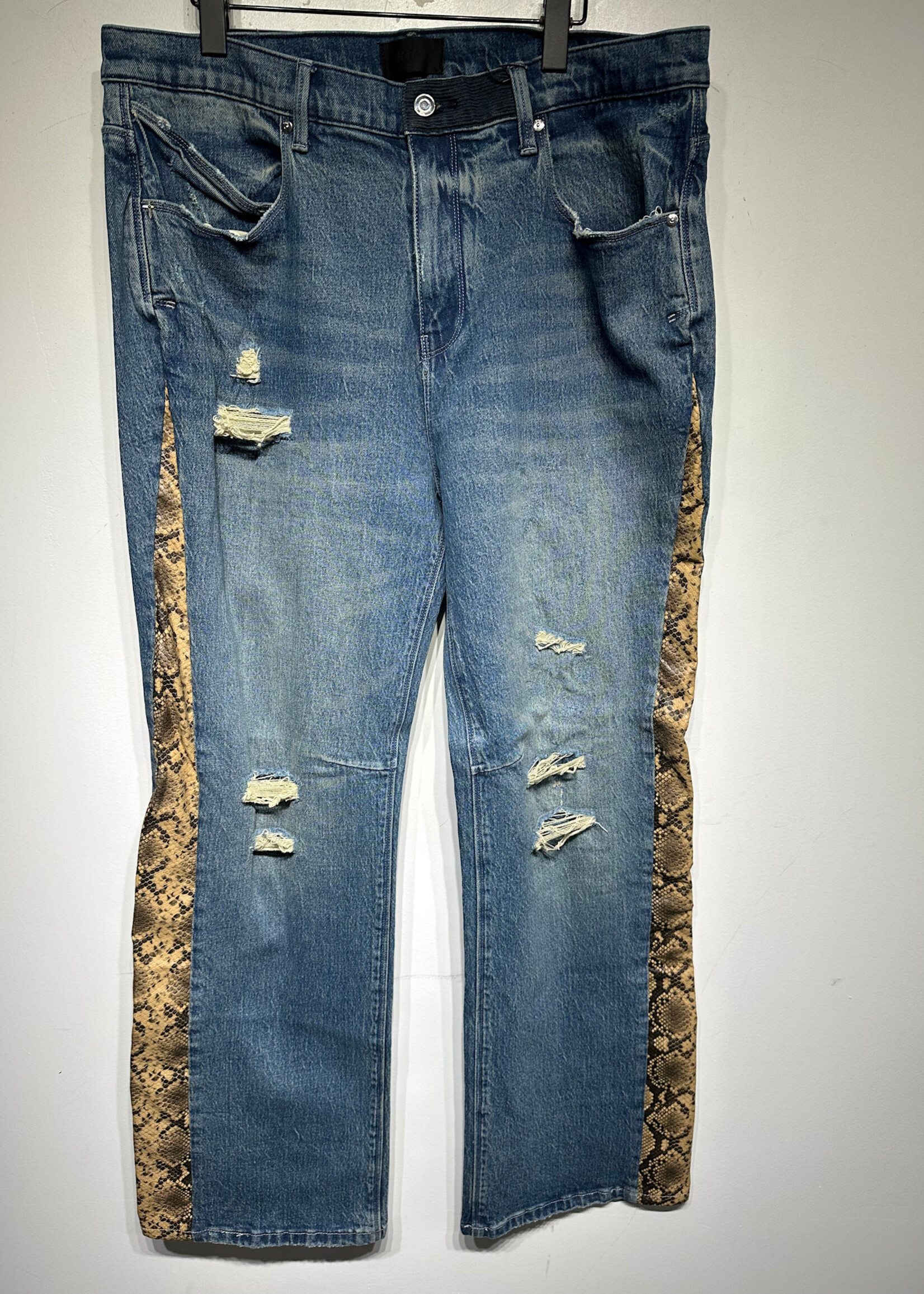 RTA Distressed Snake Skin Detail Pants 38