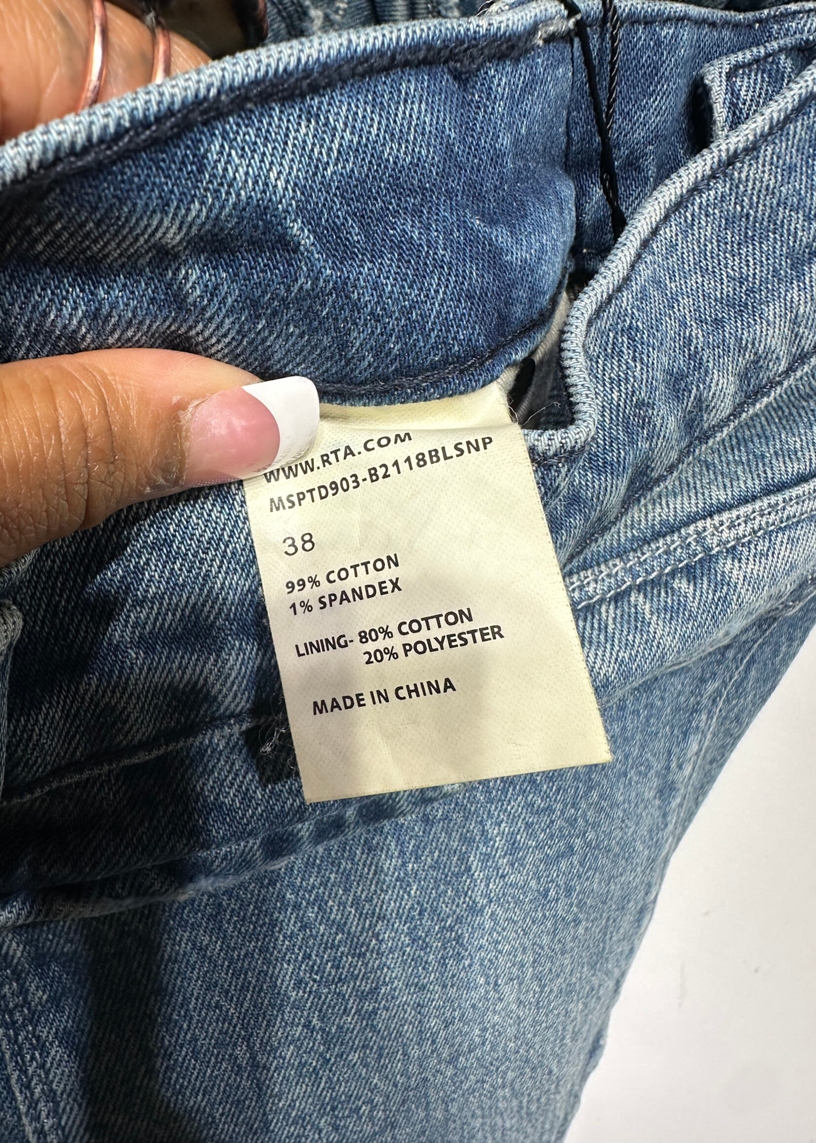 RTA Distressed Snake Skin Detail Pants 38