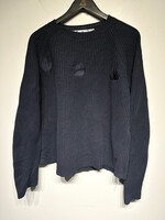 Off White Navy Ribbed Knit Face Hands Sweater M