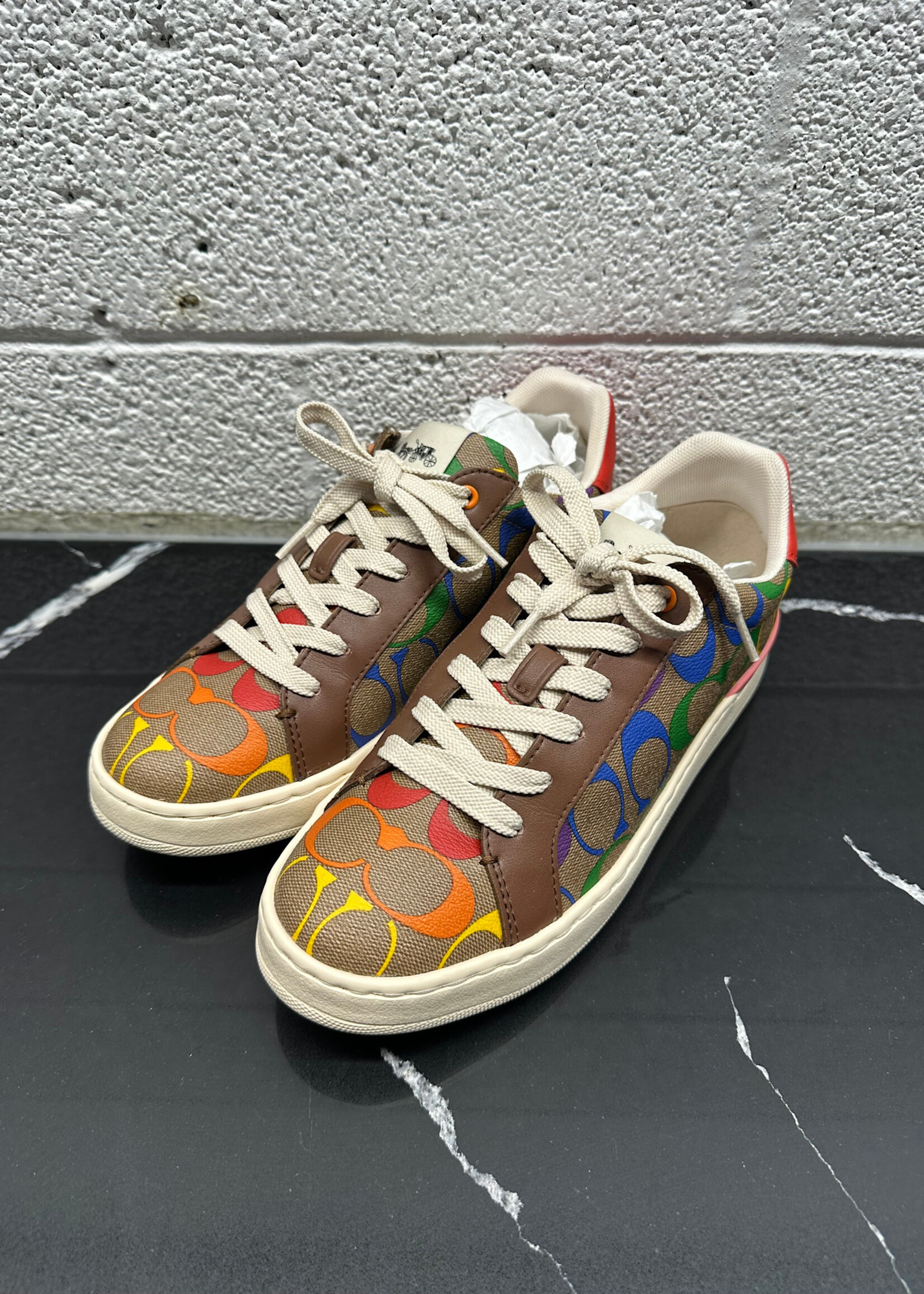 Coach Rainbow Brown Mongram Sneakers 8.5 Fem