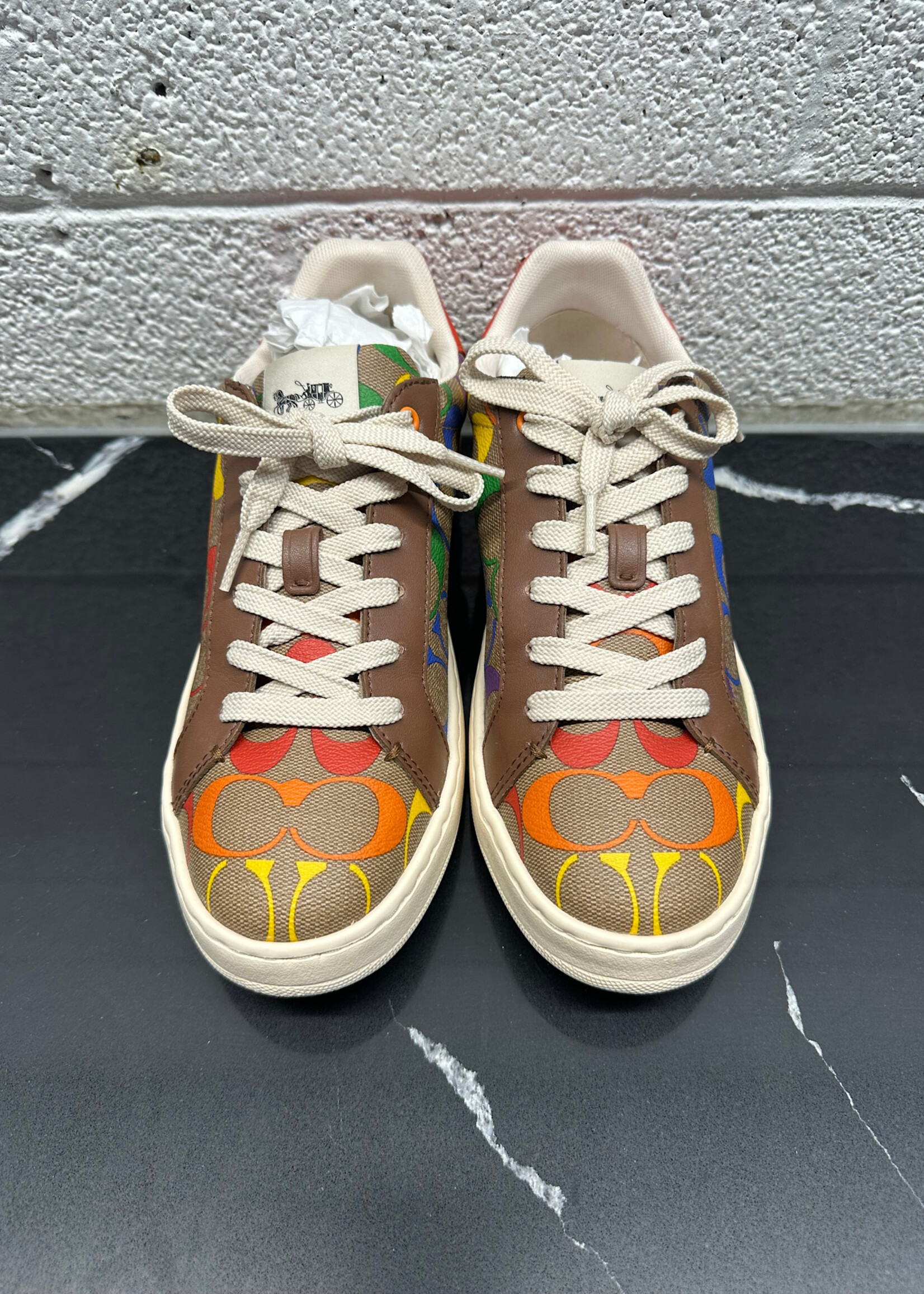 Coach Rainbow Brown Mongram Sneakers 8.5 Fem