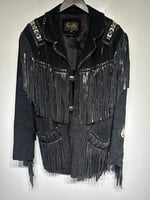 Scully Black Leather Suede Fringe Jacket Masc L
