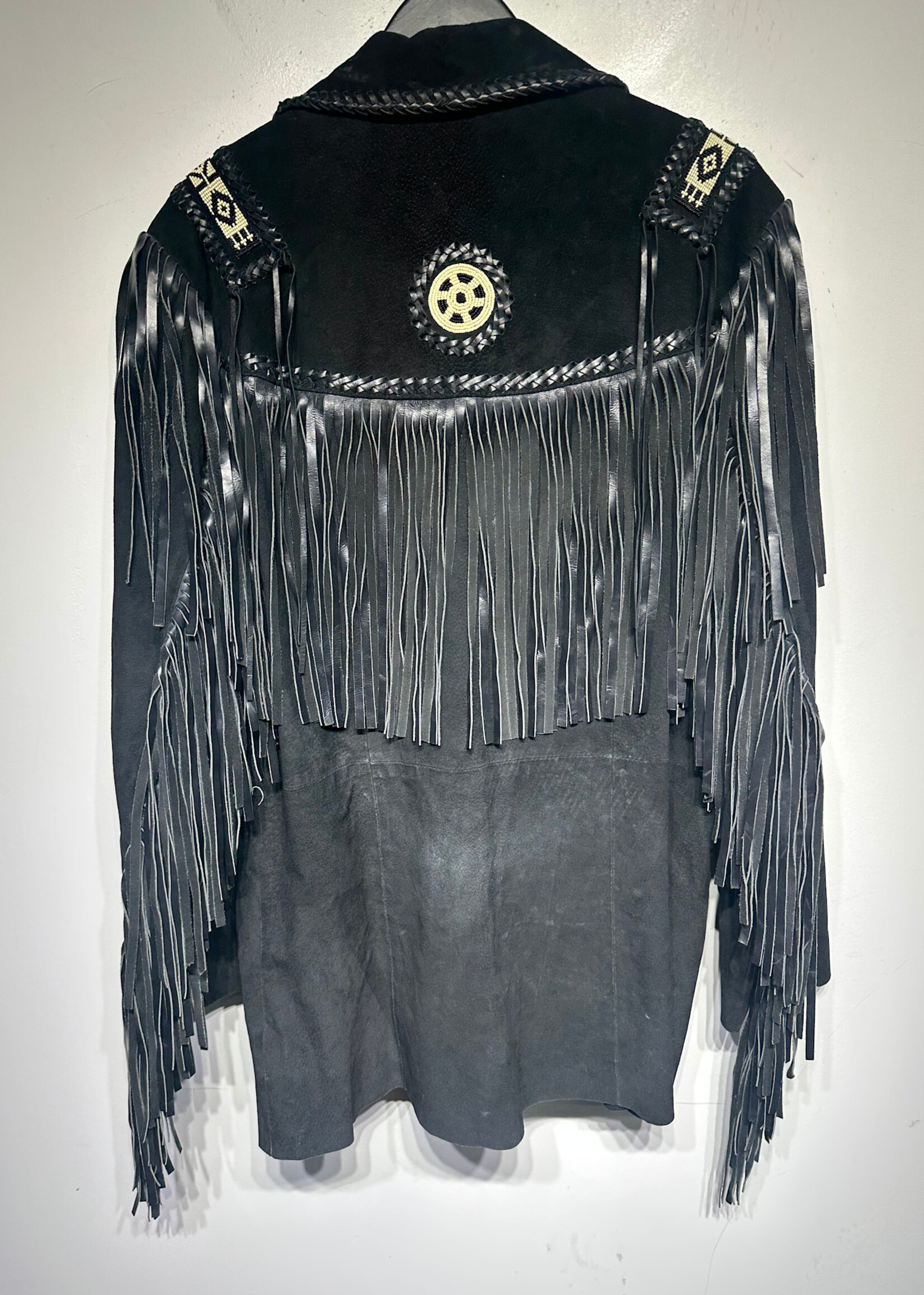 Scully Black Leather Suede Fringe Jacket Masc L