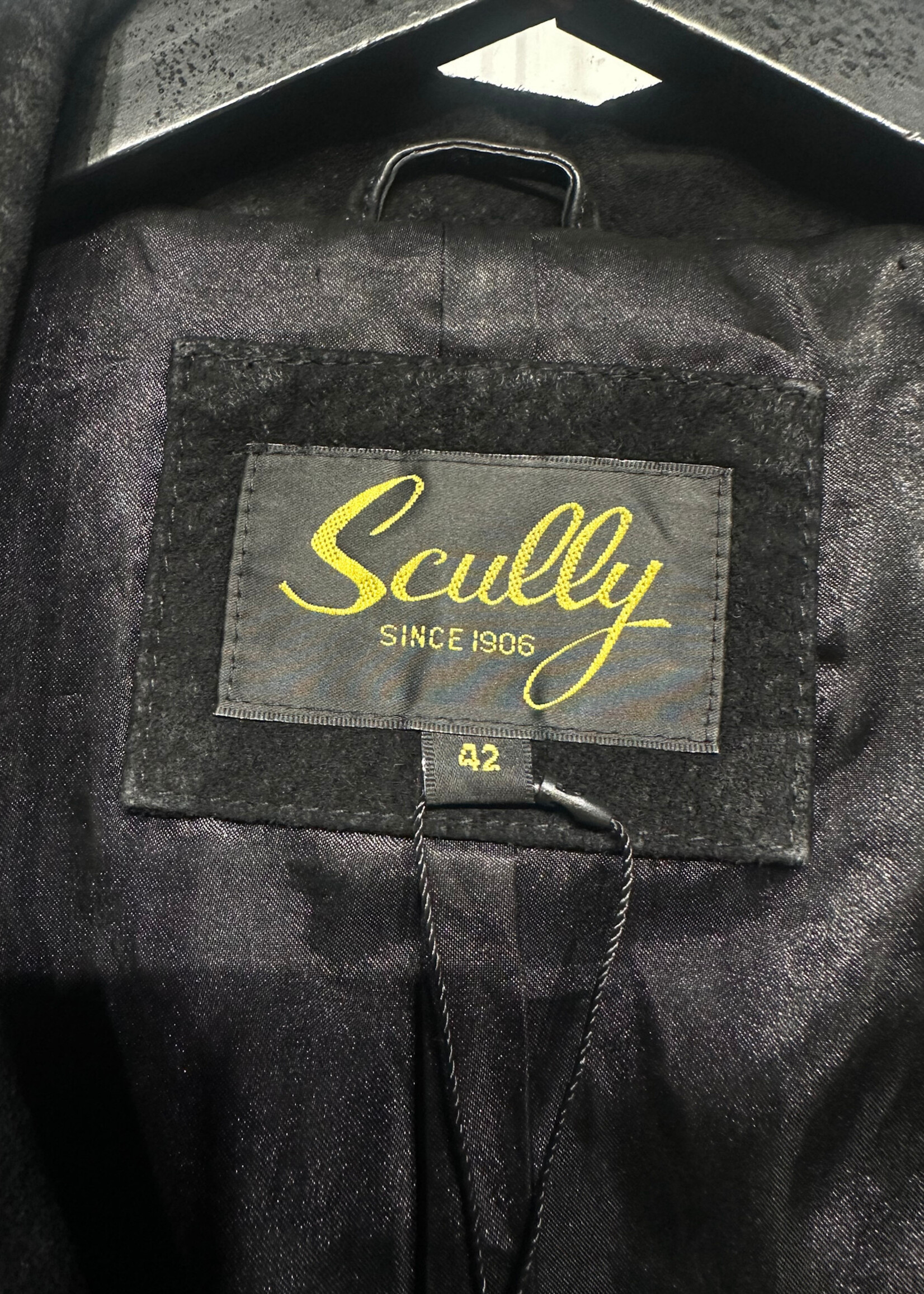 Scully Black Leather Suede Fringe Jacket Masc L