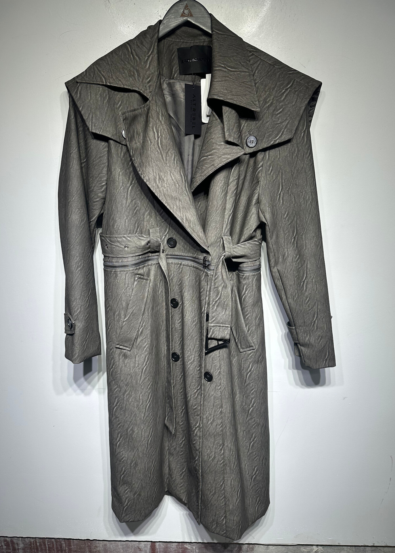 Argue Culture NWT Grey Faux Leather Overcoat L/XL