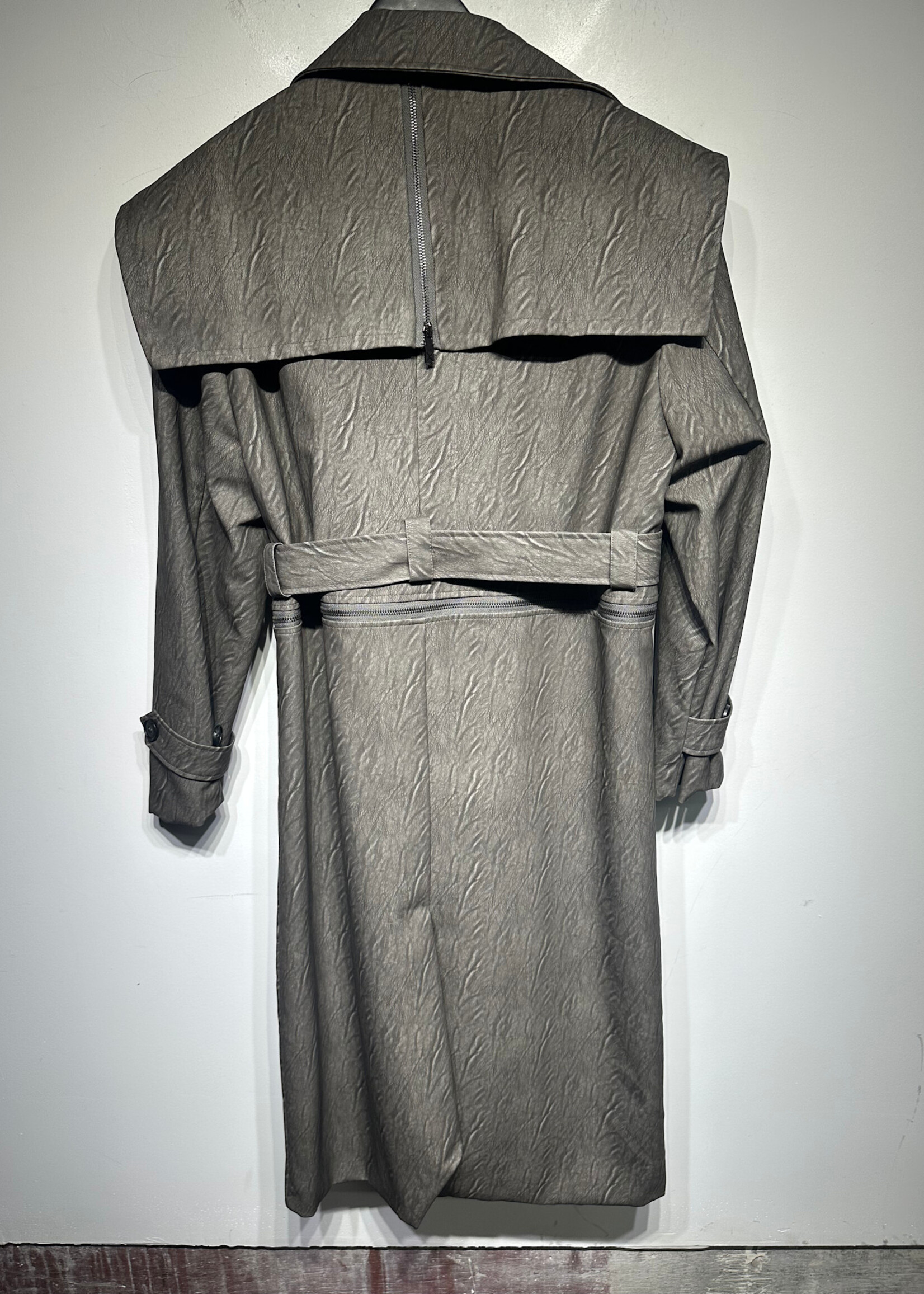 Argue Culture NWT Grey Faux Leather Overcoat L/XL