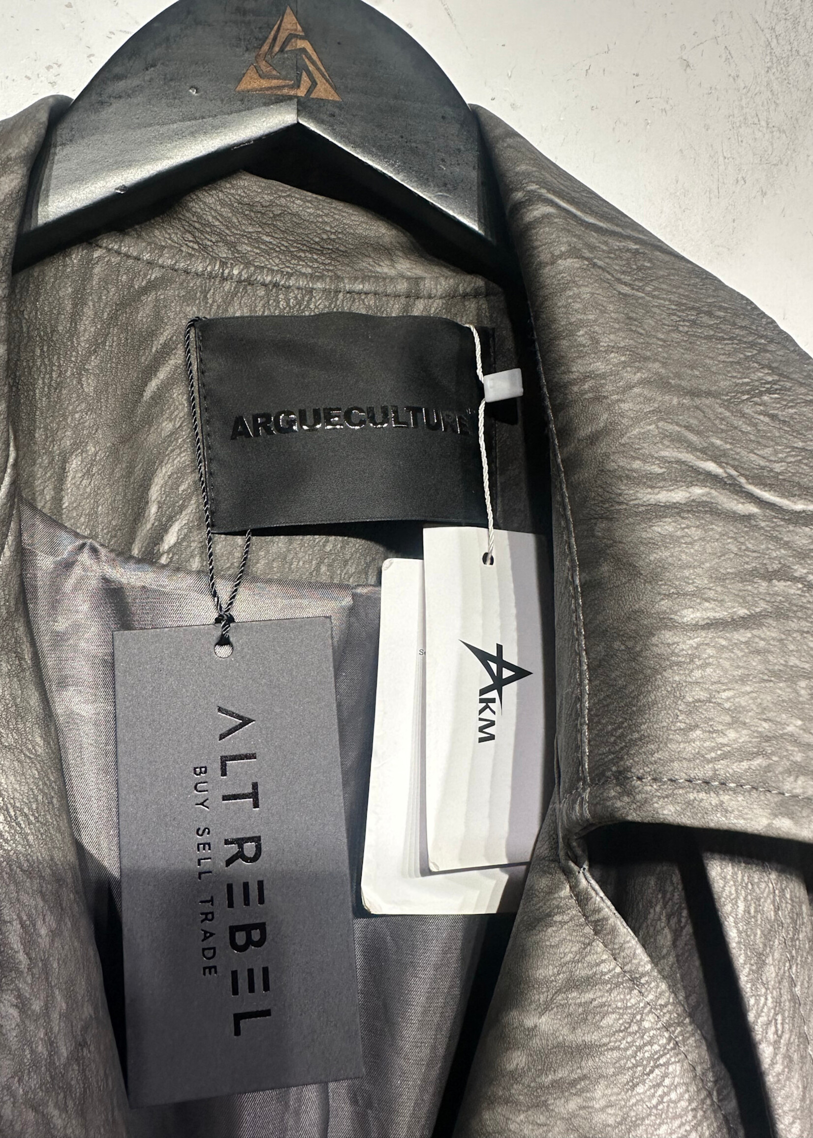Argue Culture NWT Grey Faux Leather Overcoat L/XL