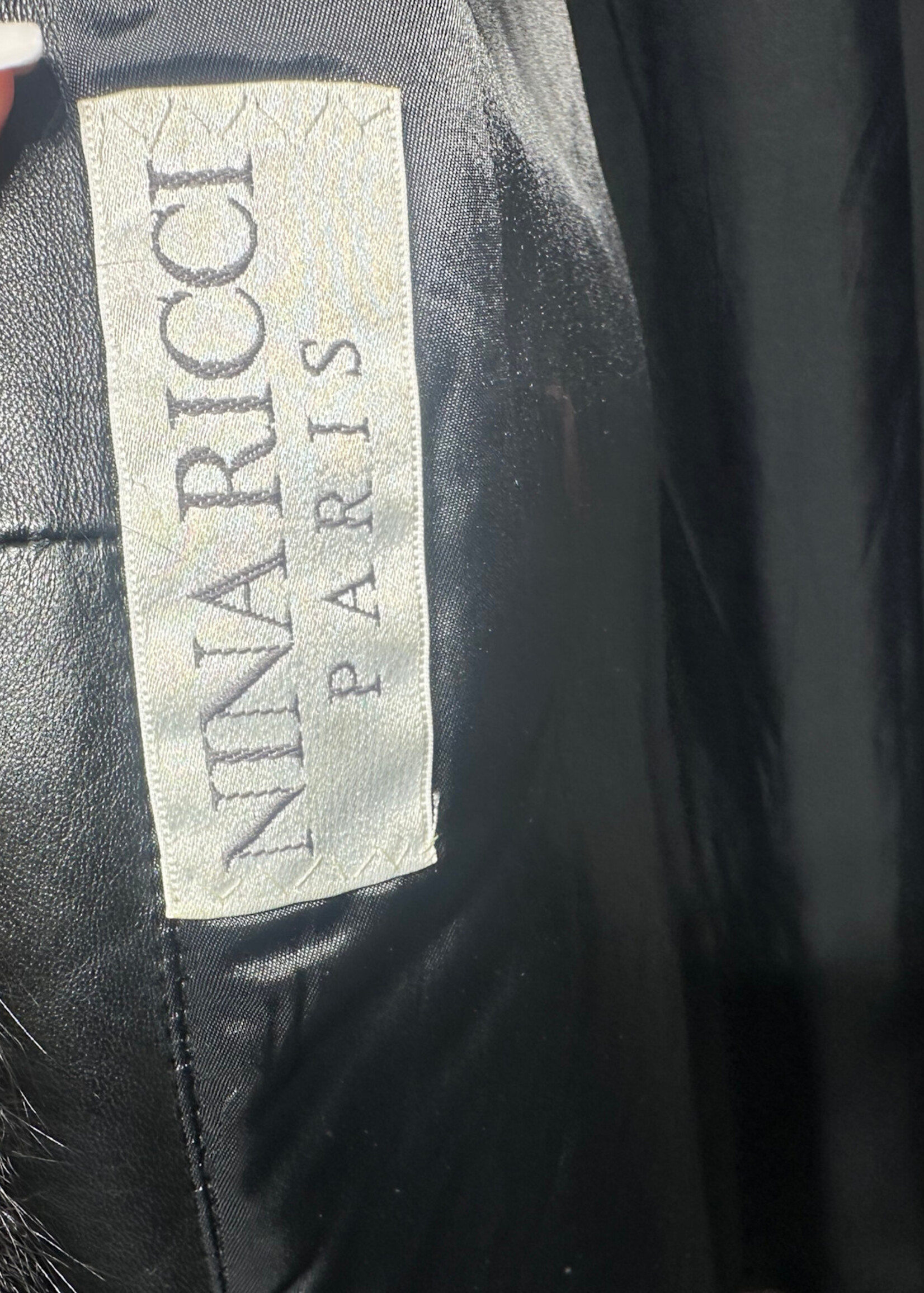 Nina Ricci Fox Fur Trim Leather Overcoat Fem M
