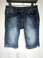 Miss Me Cross Studded Dark Blue Wash Shorts 27