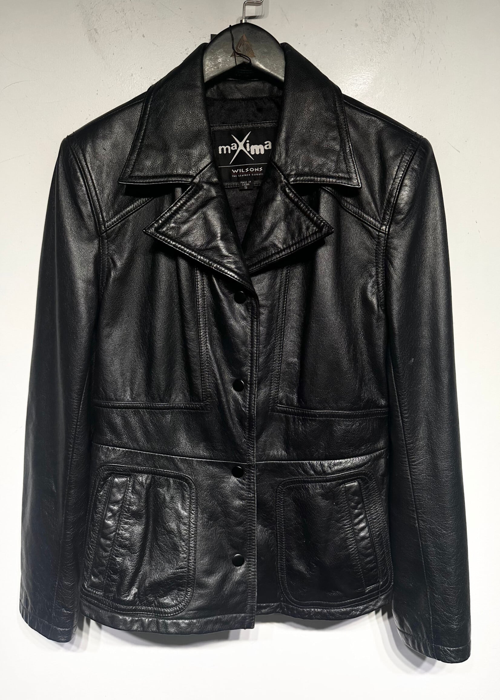 Maxima Wilsons Black Leather Blazer Fem S