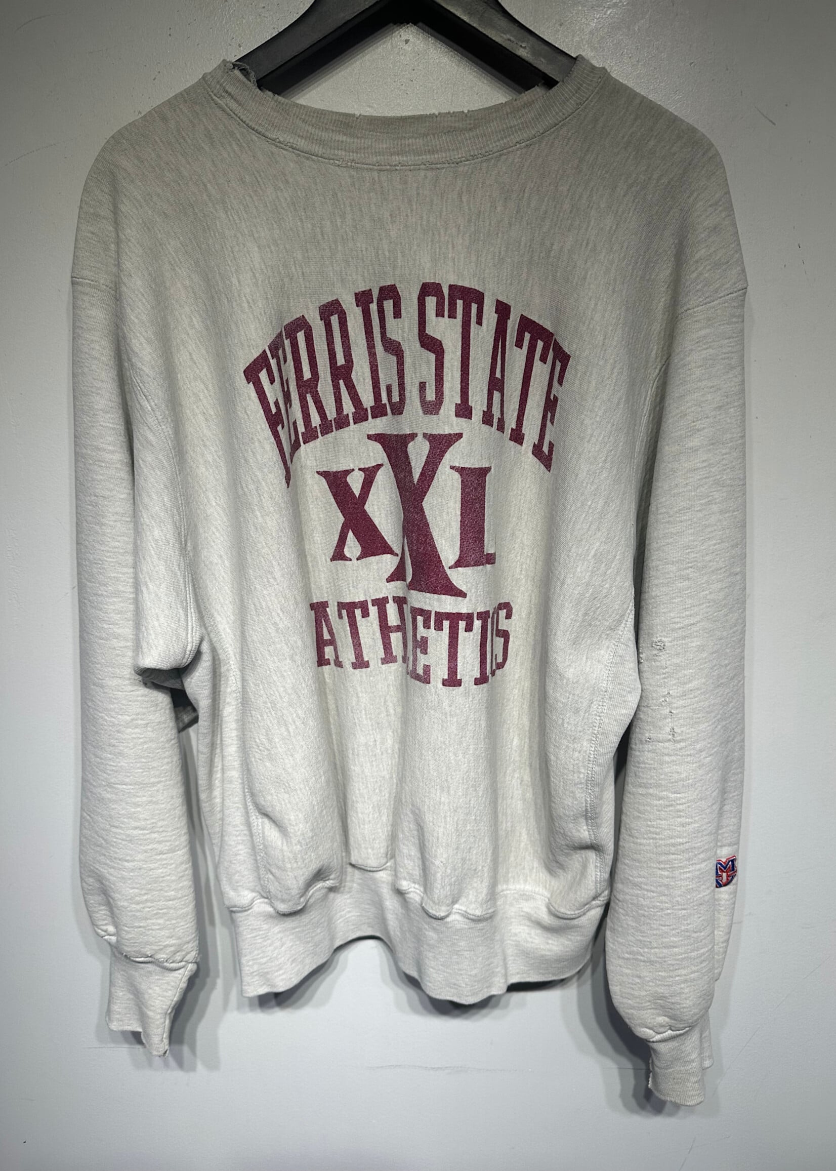 Ferris State Vintage Grey Distressed Sweater XL AS IS