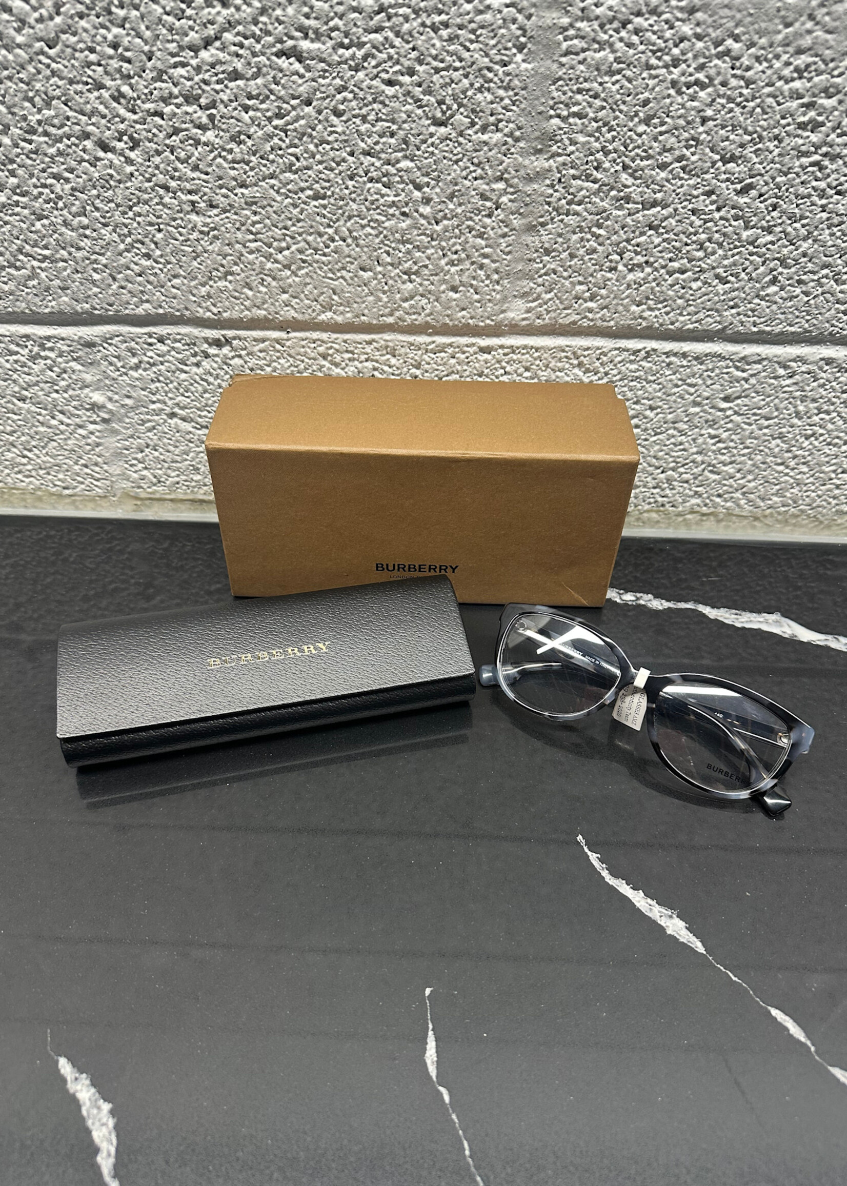 Burberry Grey / Black Clear Lense Glasses