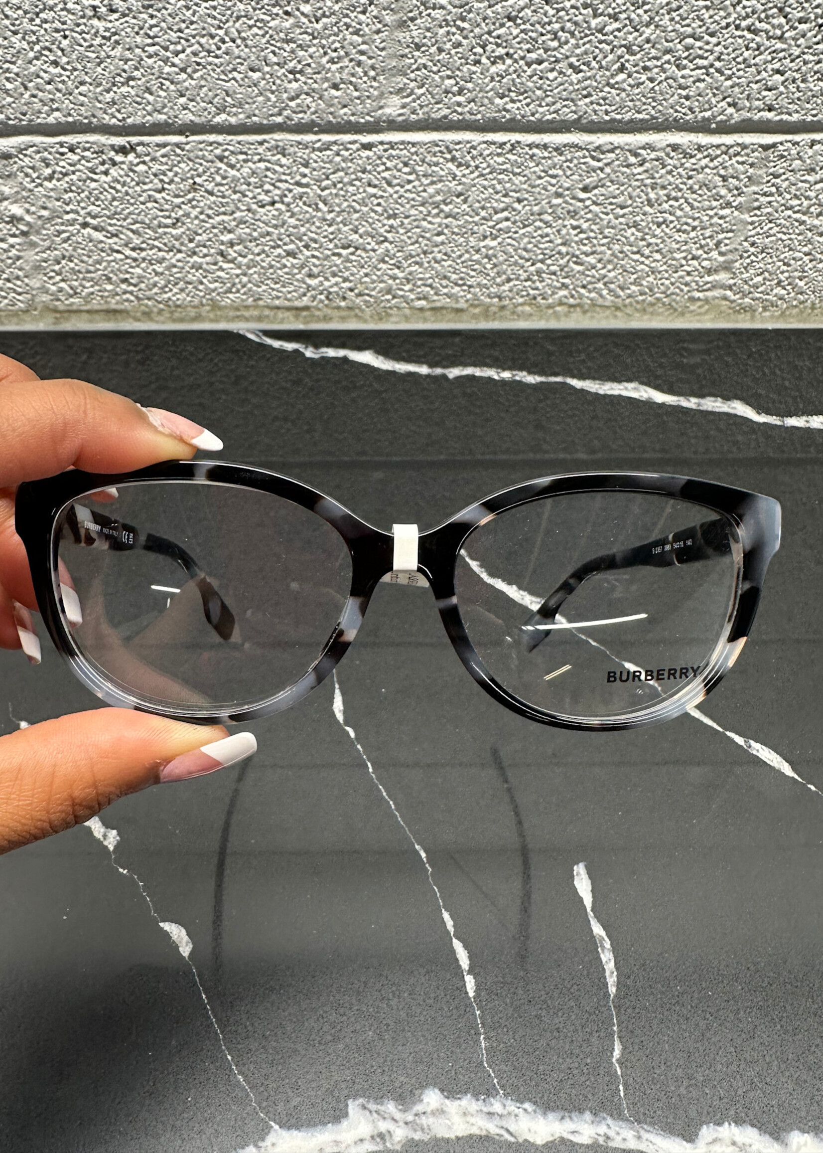 Burberry Grey / Black Clear Lense Glasses
