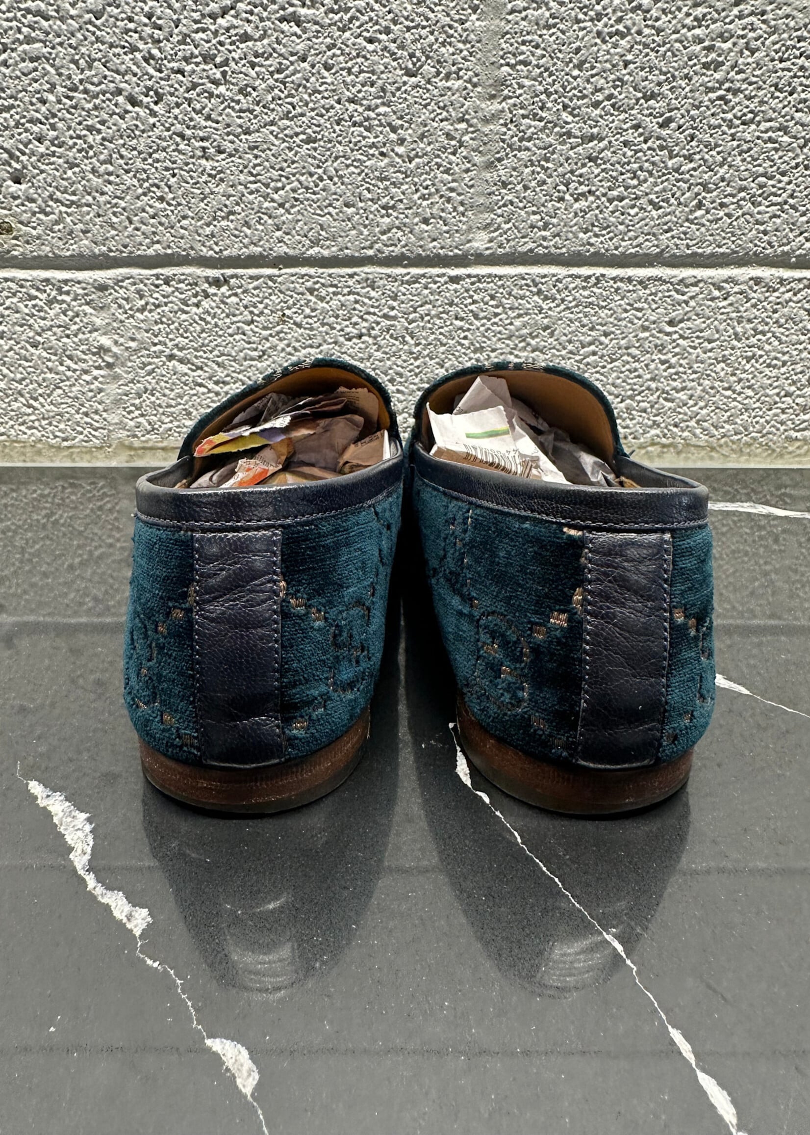 Gucci GG Velvet Logo Loafers Masc 9