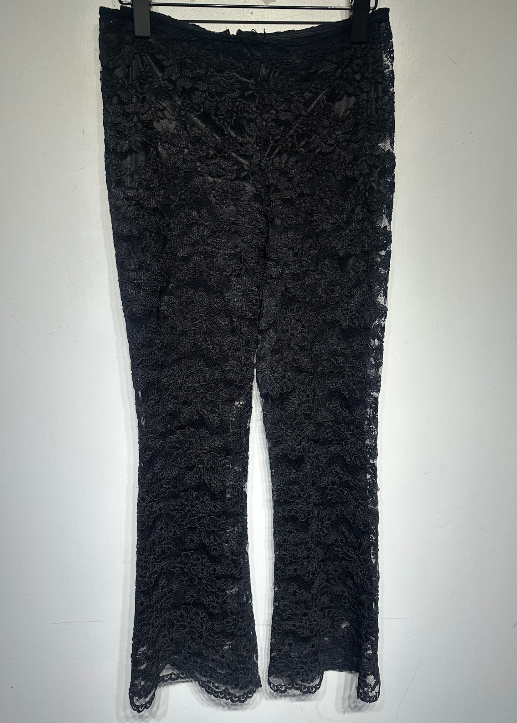 Bebe Black Lace Flare Pants 27 Fem