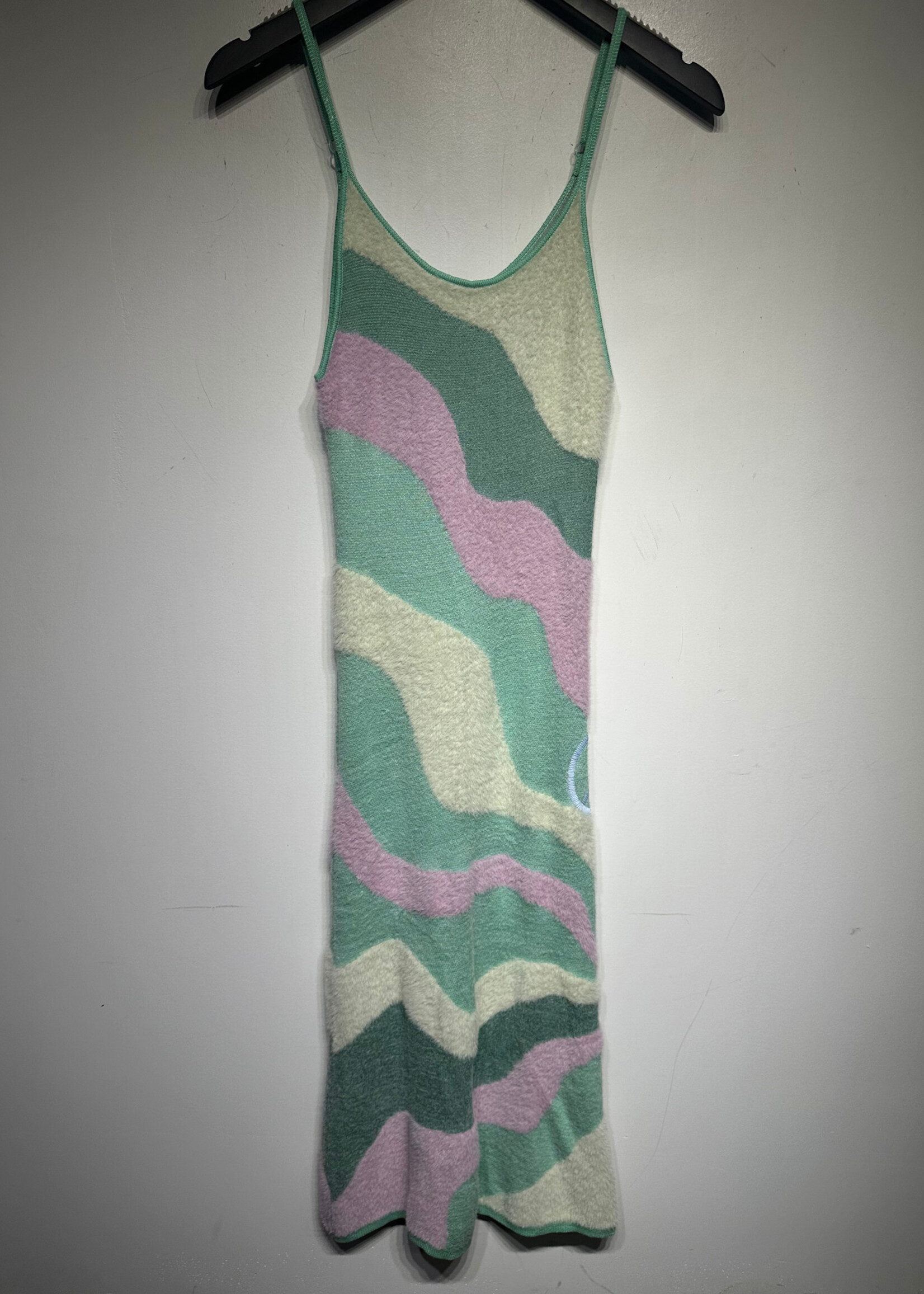 House Of Sunny Green/Pink Fleece Tank Dress XS