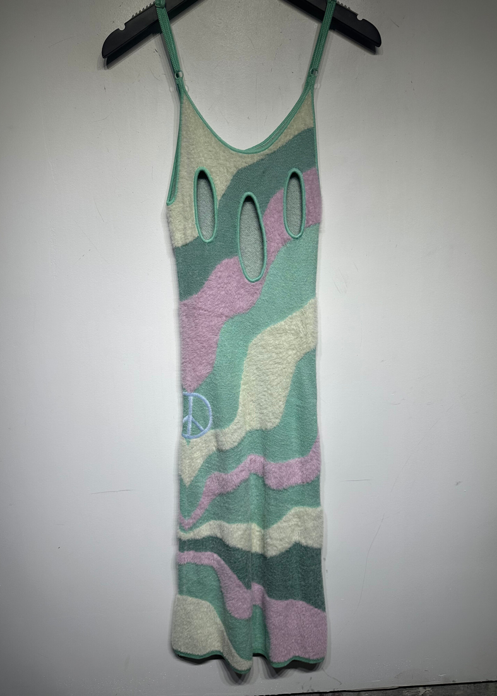 House Of Sunny Green/Pink Fleece Tank Dress XS