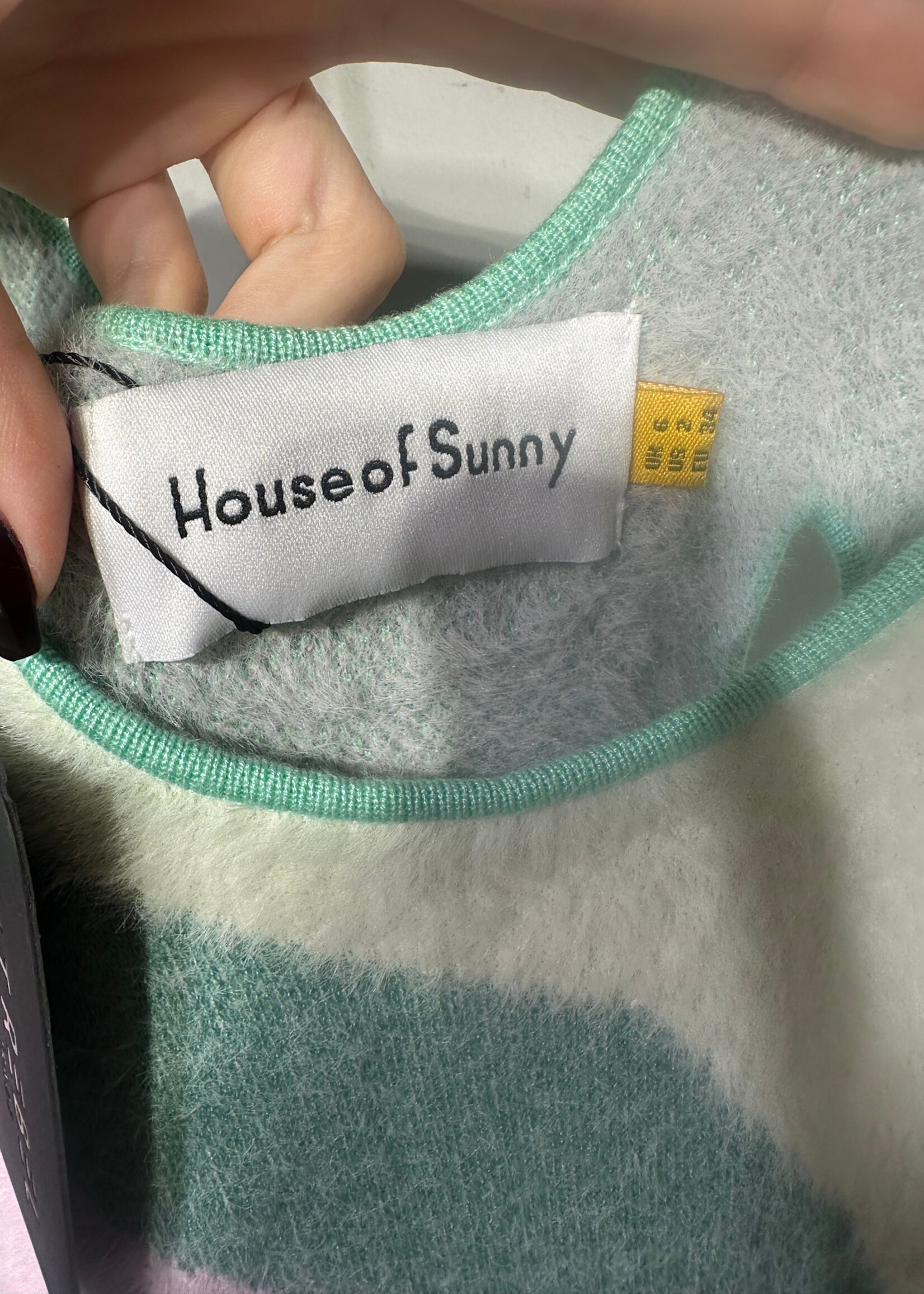House Of Sunny Green/Pink Fleece Tank Dress XS