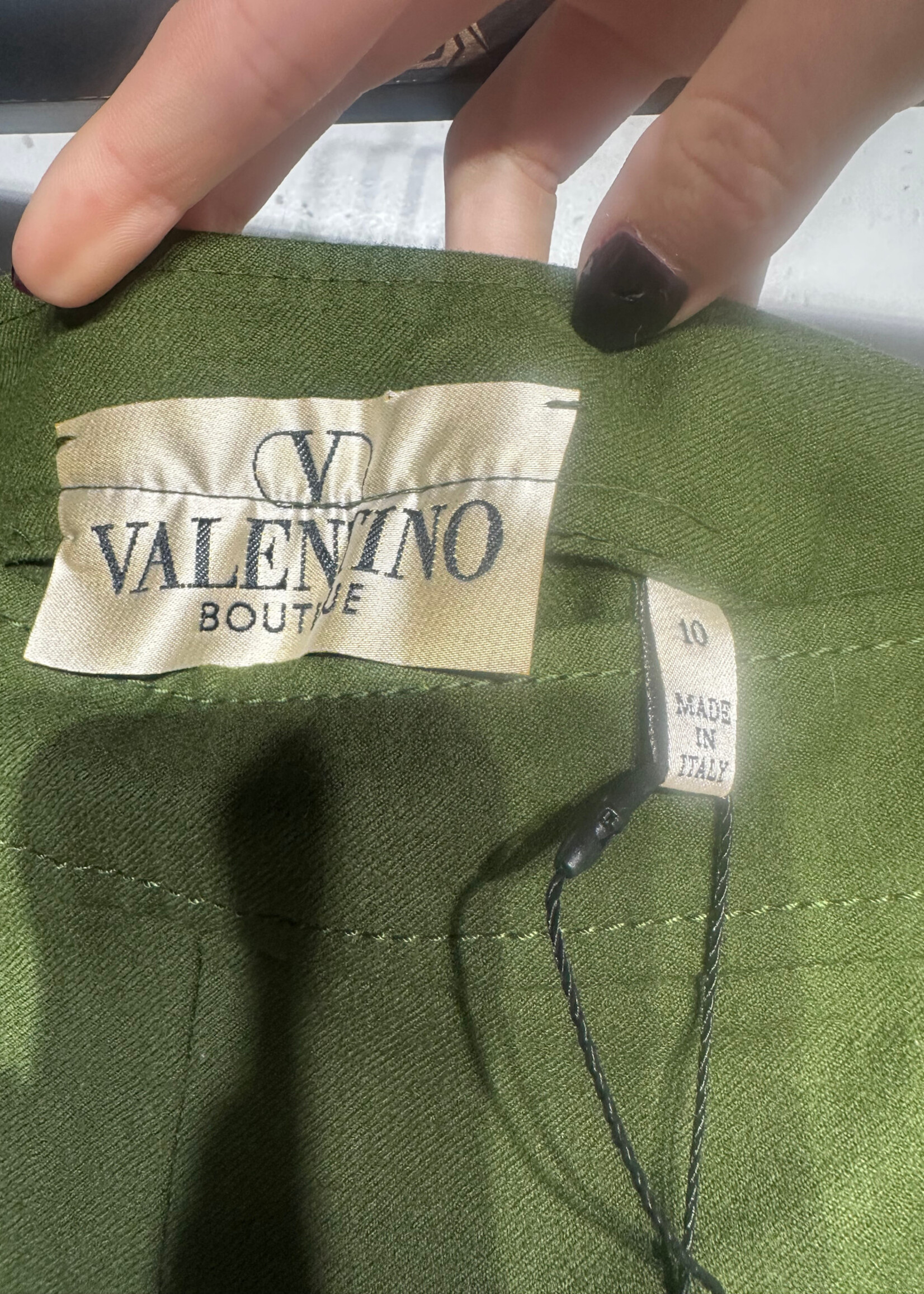 Valentino Green Straight Leg Wool Trousers Fem 29"
