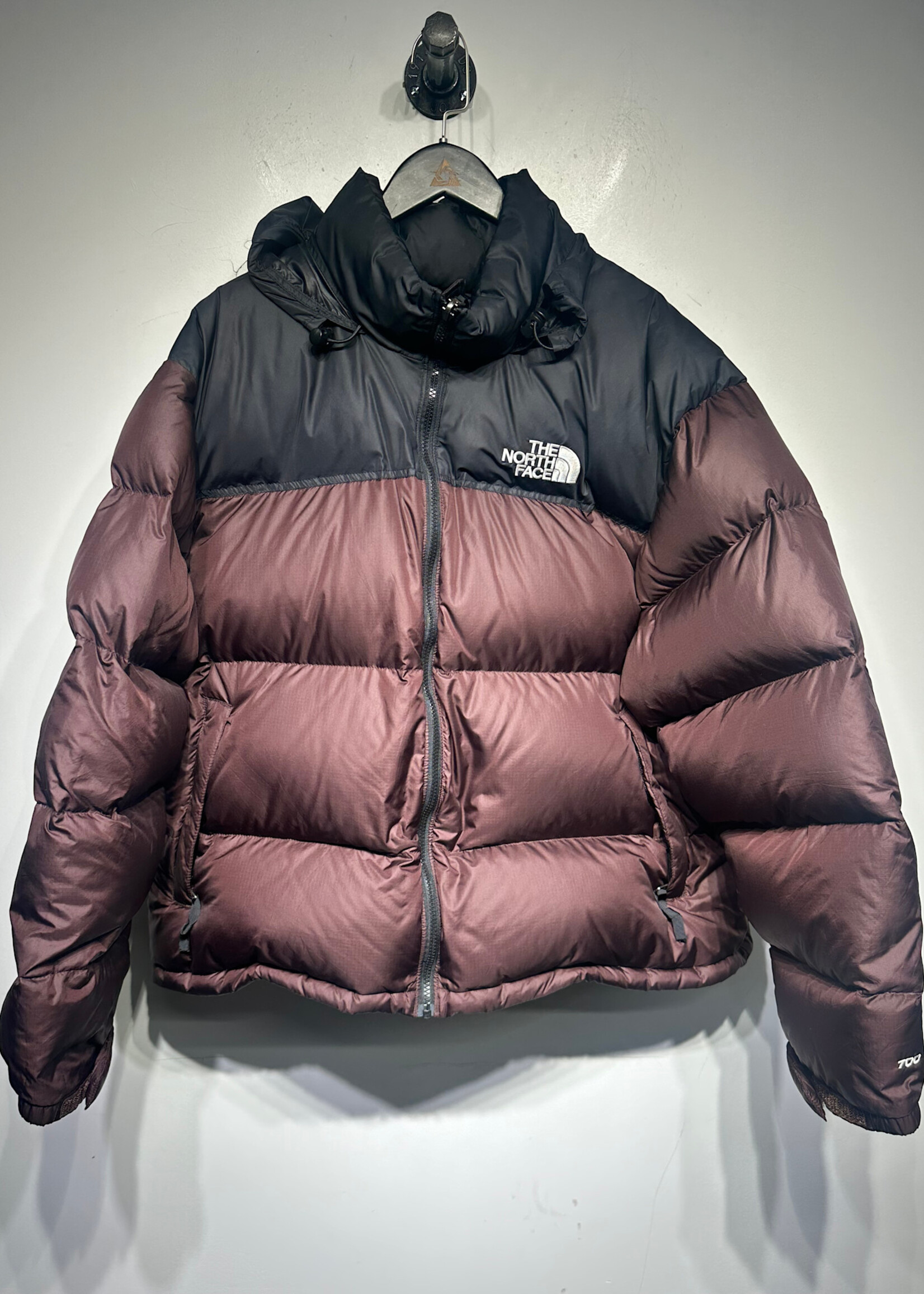 North Face Burgundy Black Puffer Jacket 2XL