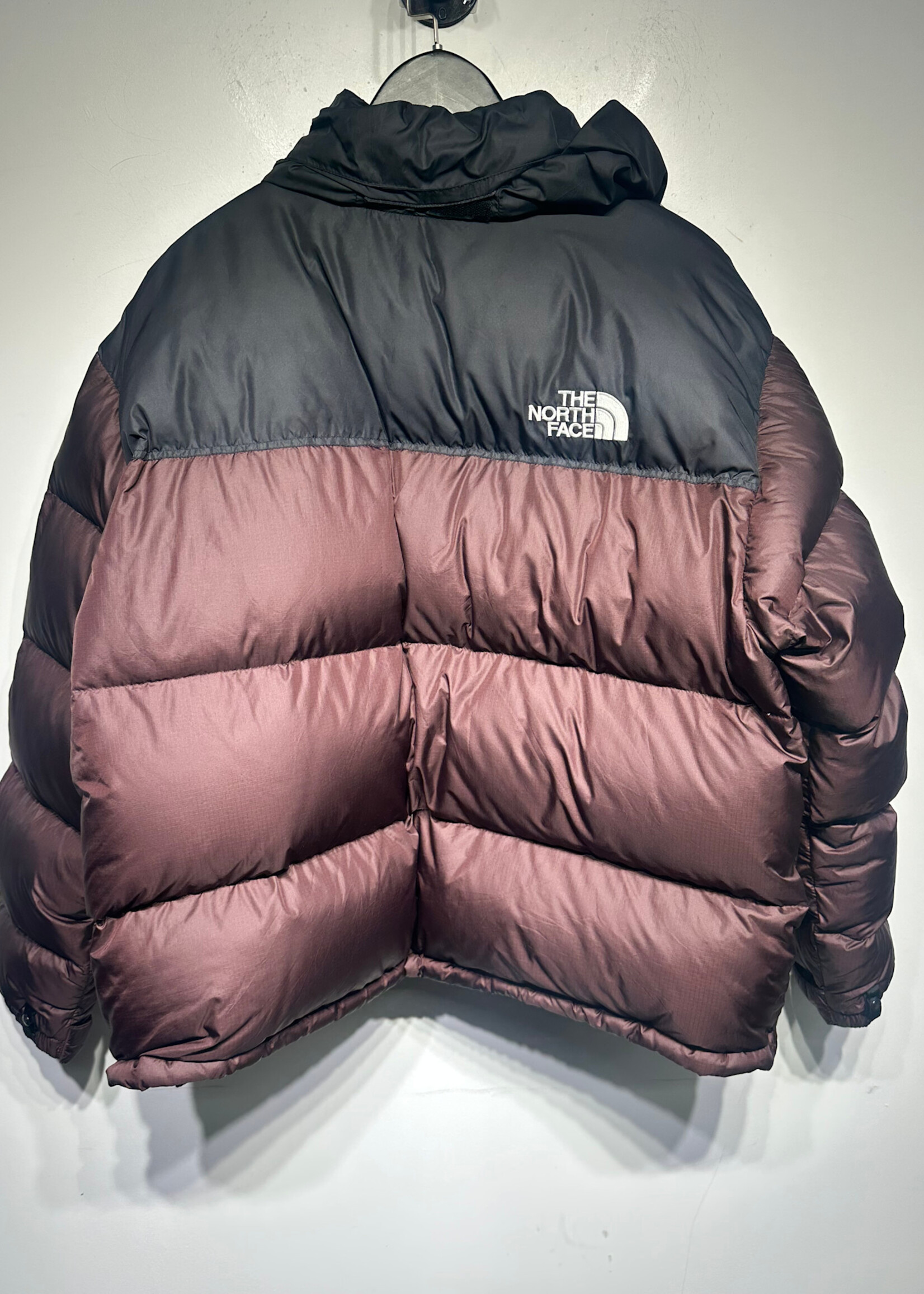North Face Burgundy Black Puffer Jacket 2XL