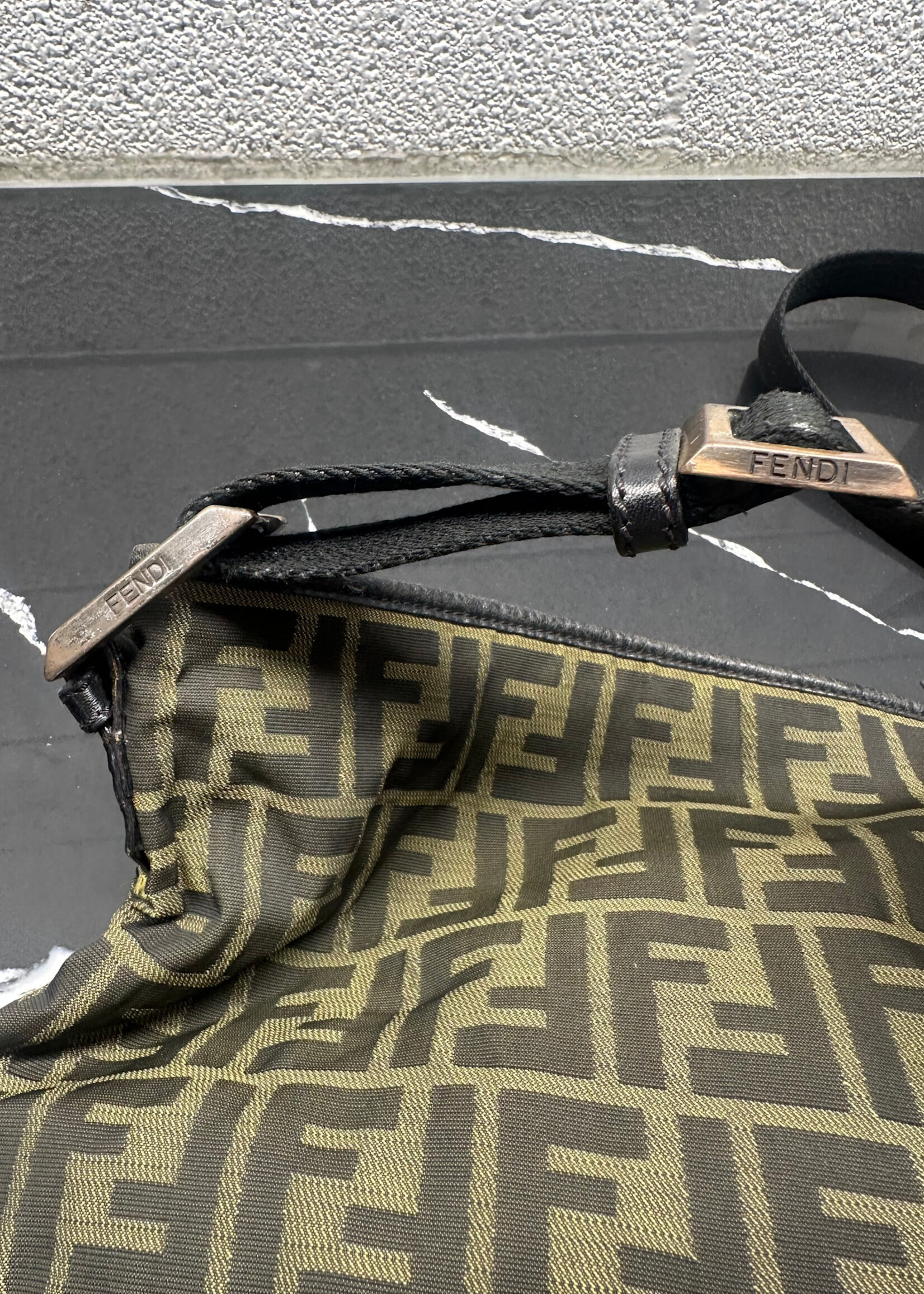Fendi Zucca Logo Canvas Shoulder Bag