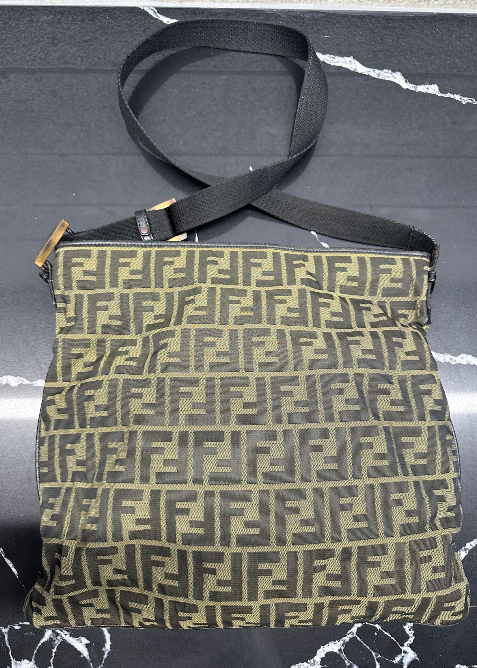Fendi Zucca Logo Canvas Shoulder Bag