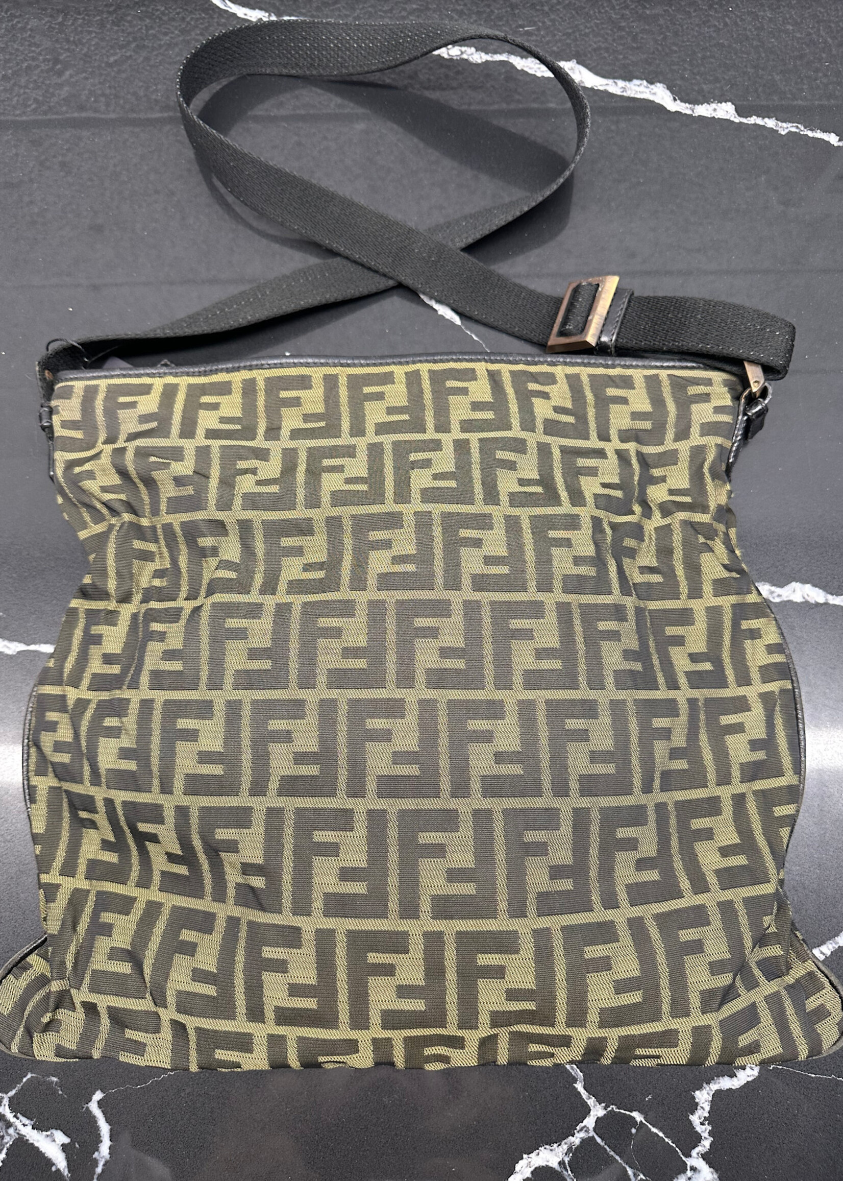 Fendi Zucca Logo Canvas Shoulder Bag
