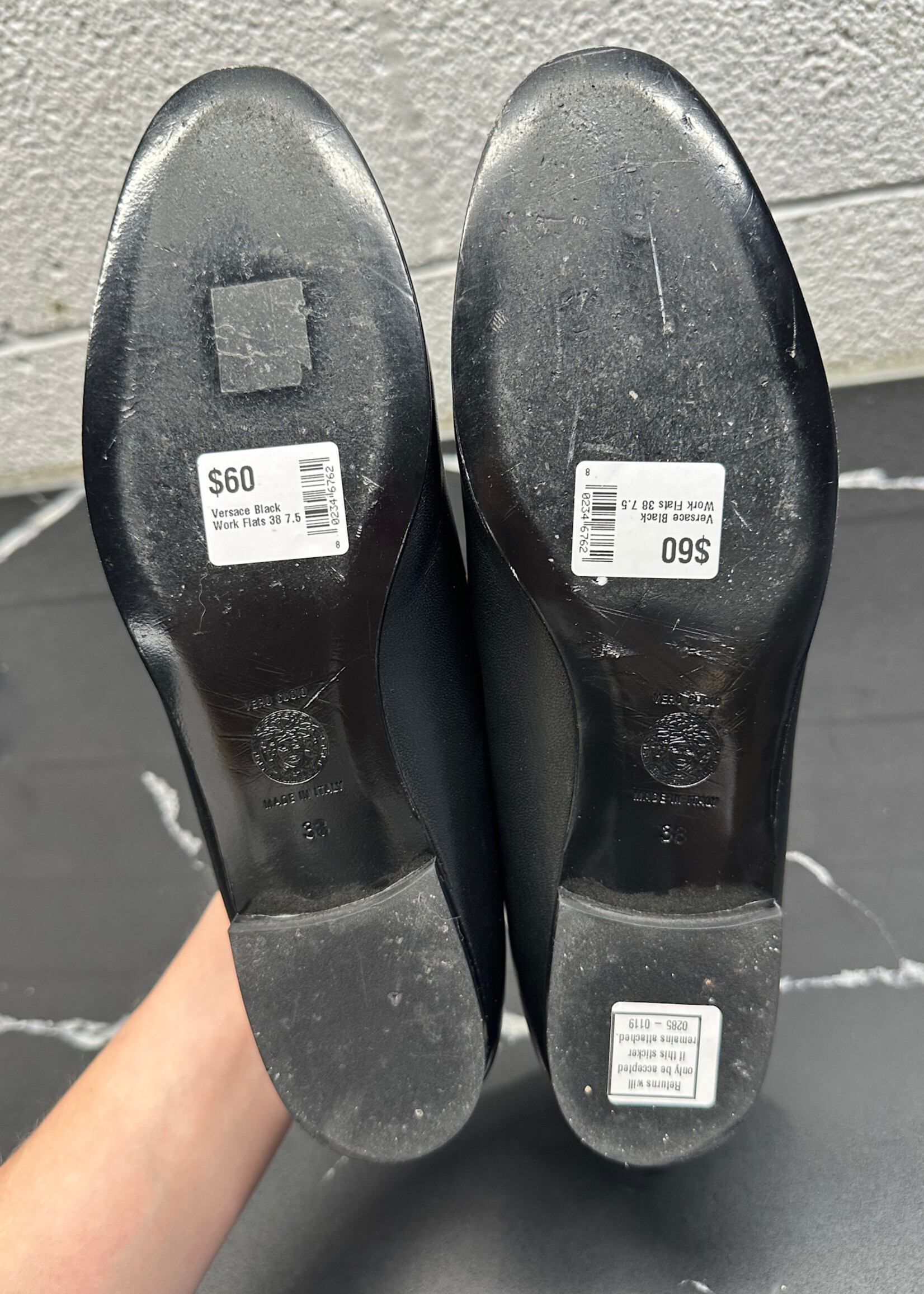 Versace Black Work Flats 38
